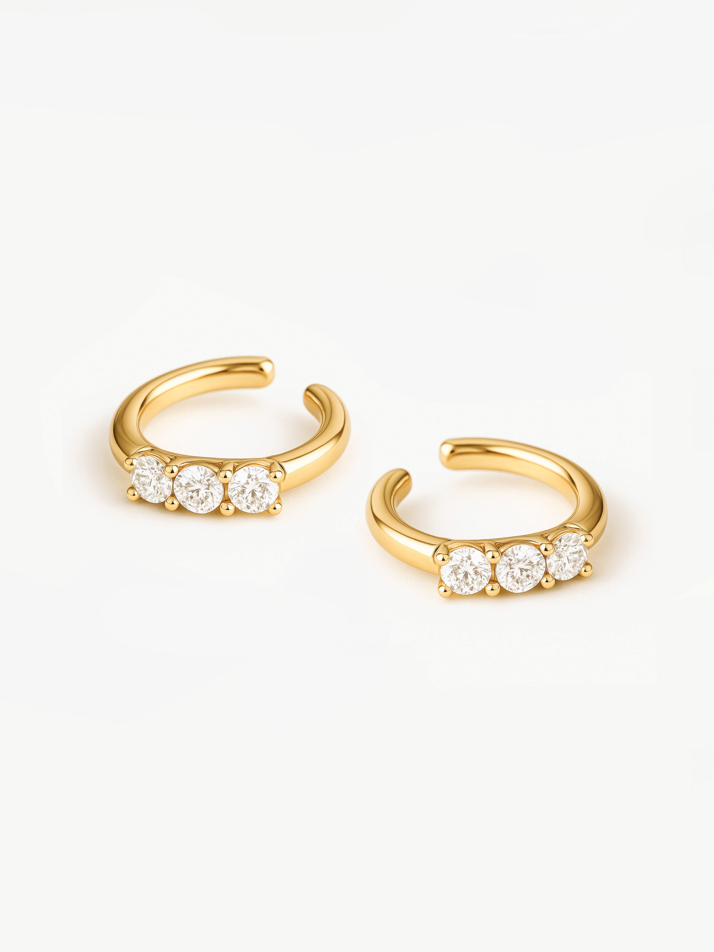 Ear Cuffs With Three Stones - Pair