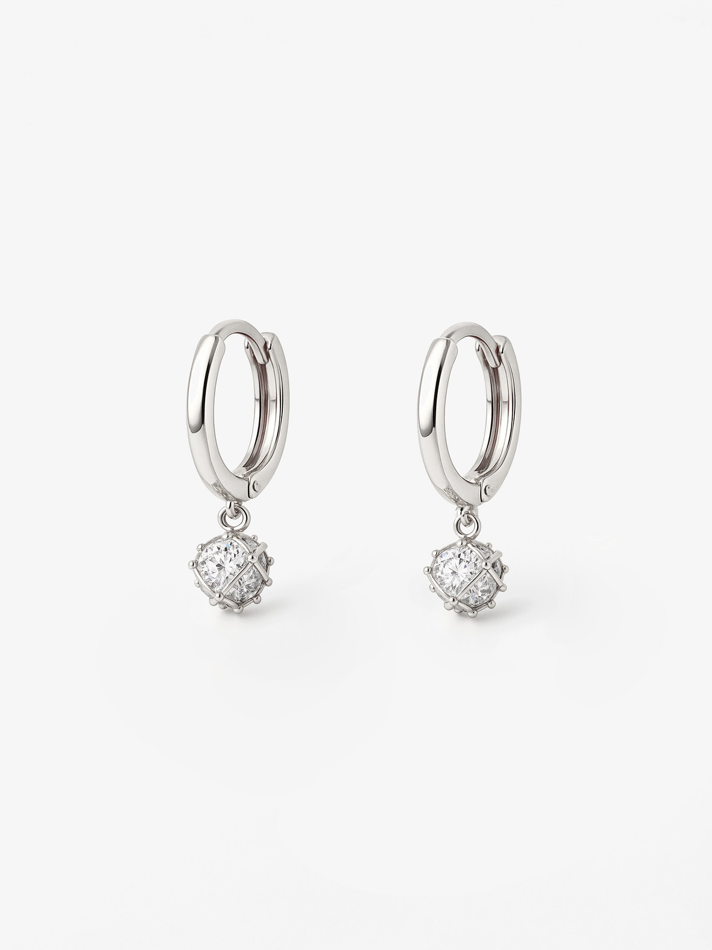 Dainty Huggie Hoop Earrings With Round Stone