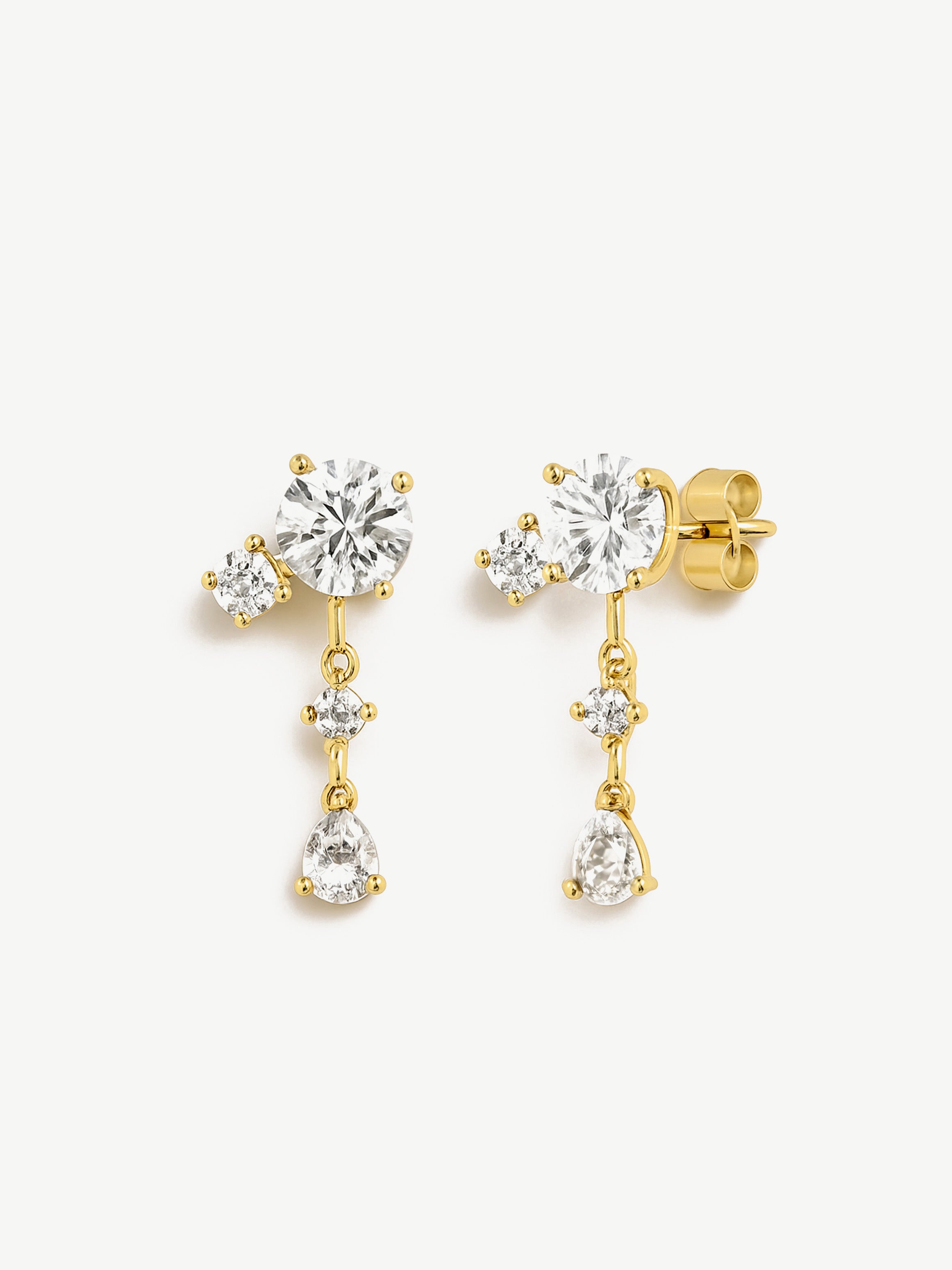 Dainty Cluster Drop Stud Earrings