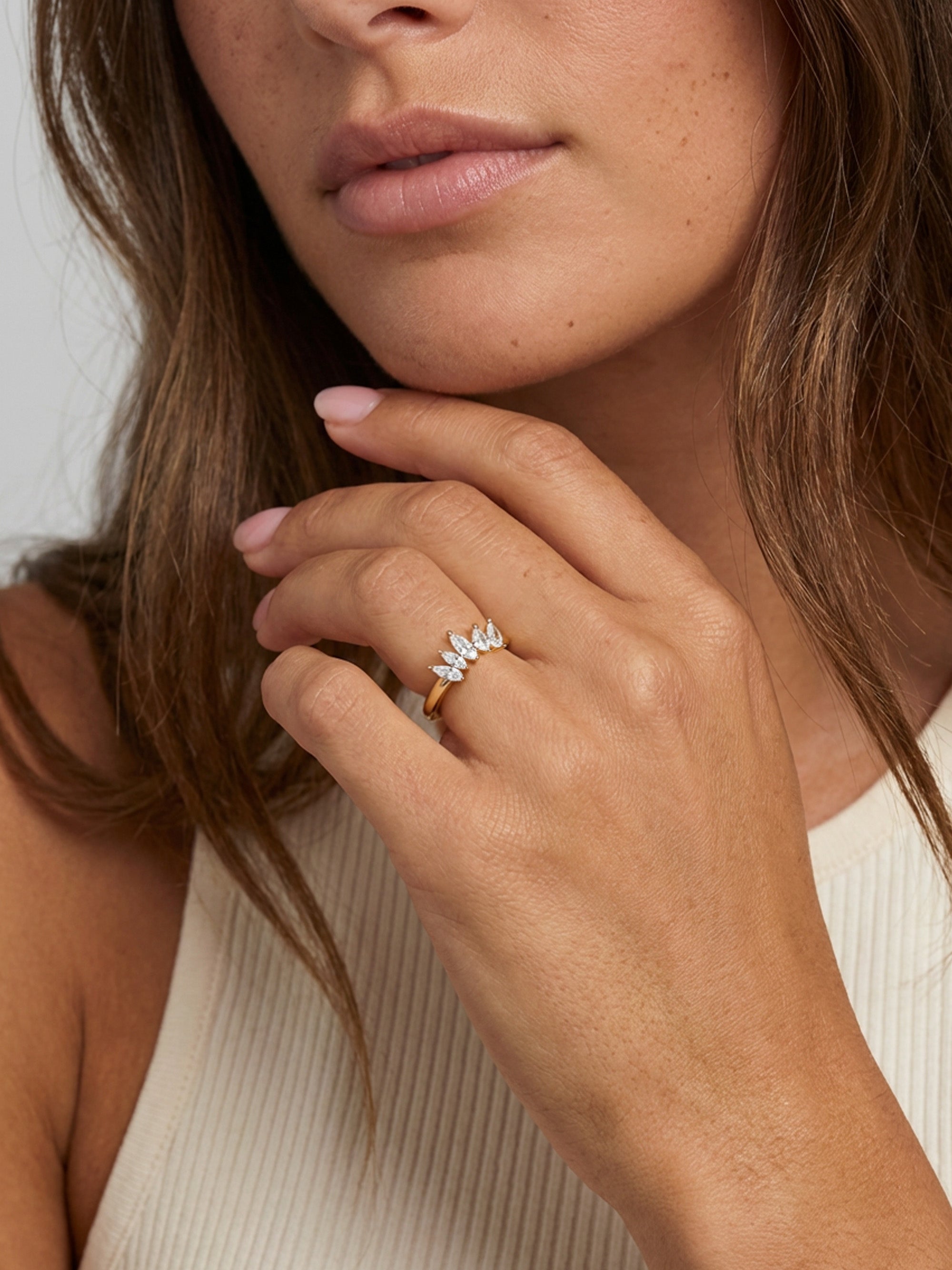 Marquise Crown Ring - Adjustable