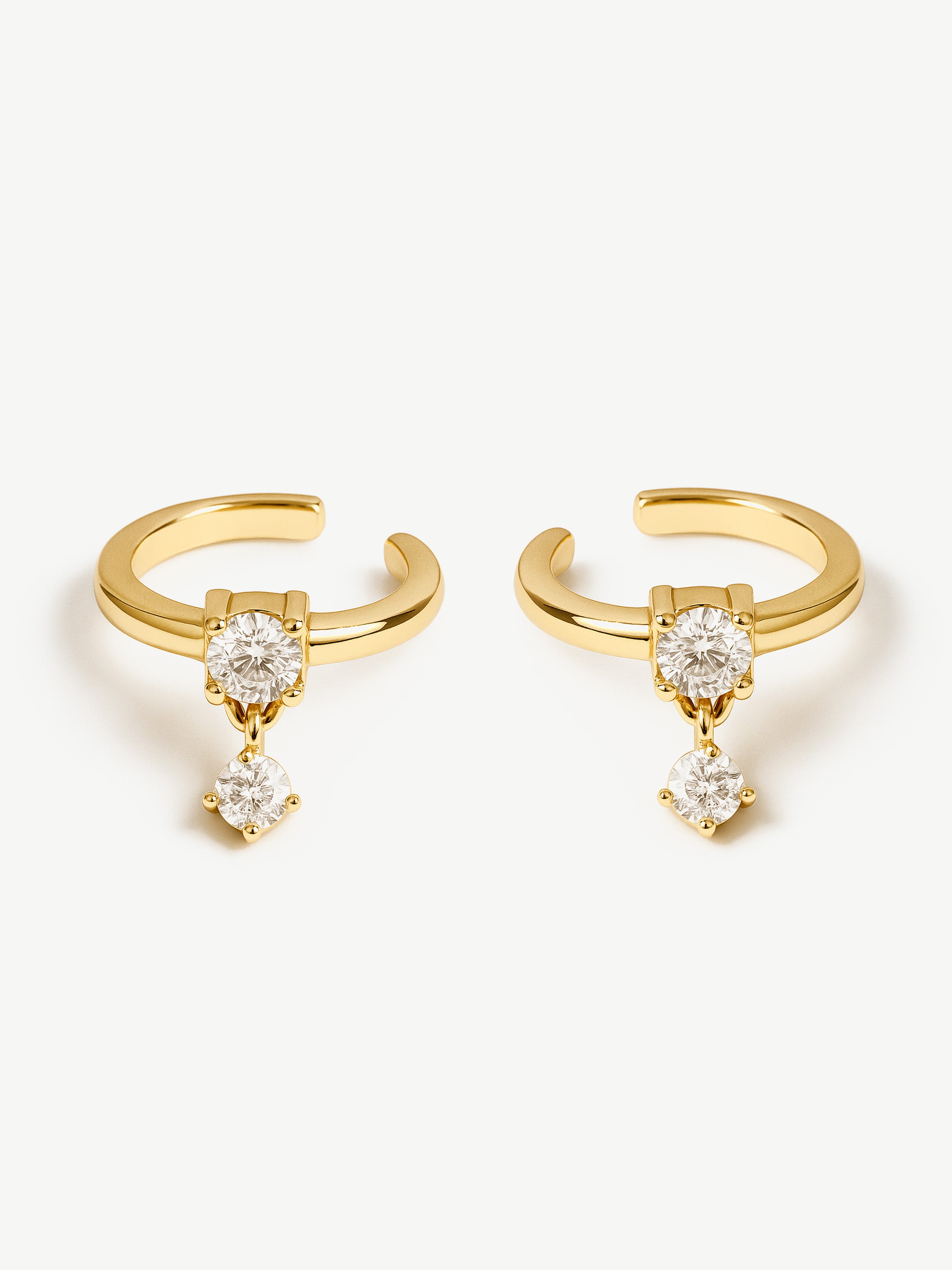 Ear Cuffs With Dangling Stone Charms