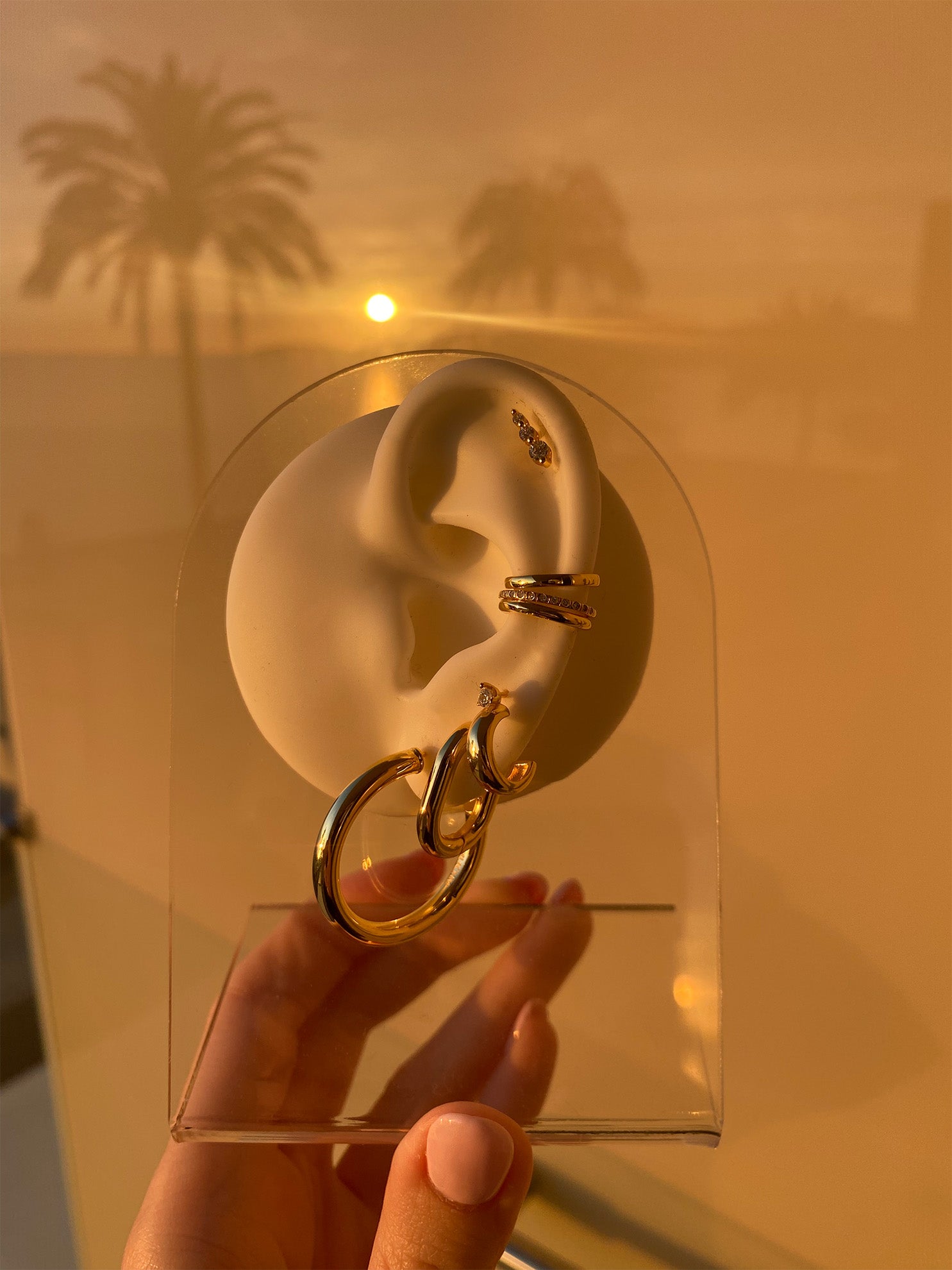 Huggie Hoop Stud Earrings With Sparkling Stone