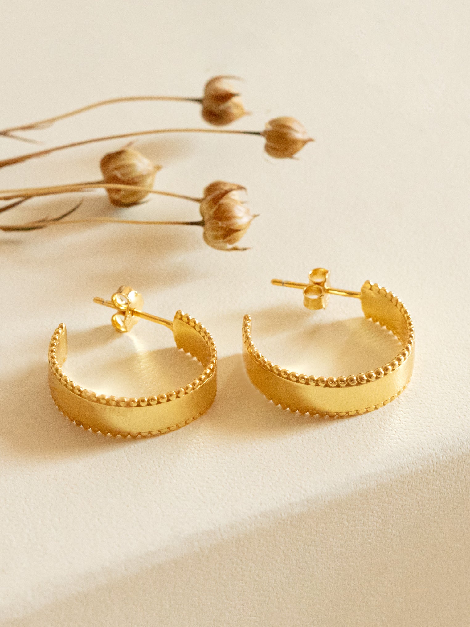 Gold Thick Bobble Hoop Earrings - Sphere