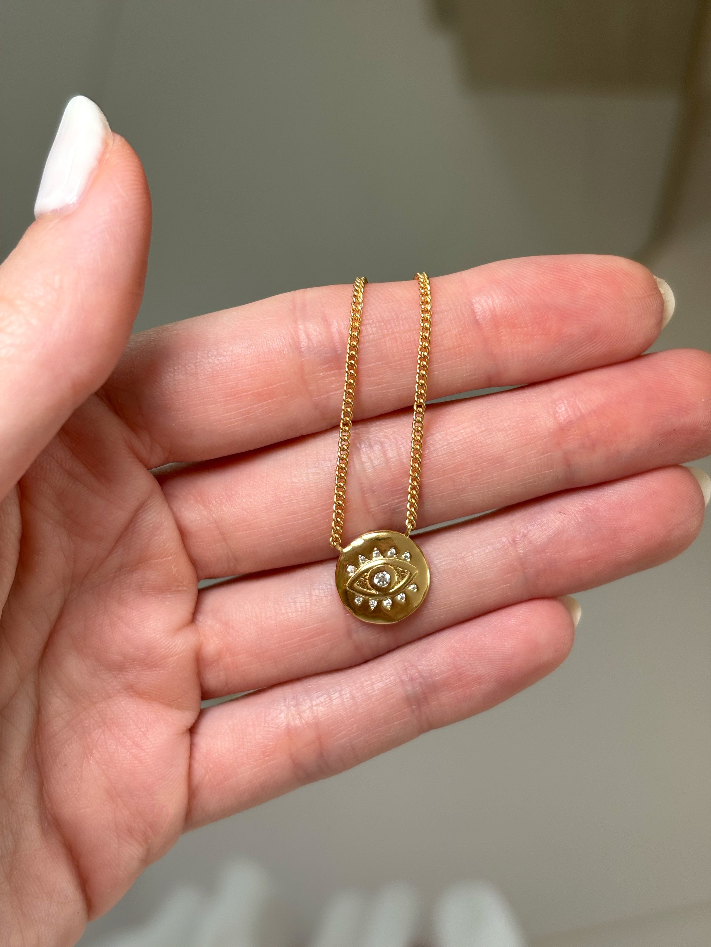 Necklace With Evil Eye Coin Pendant