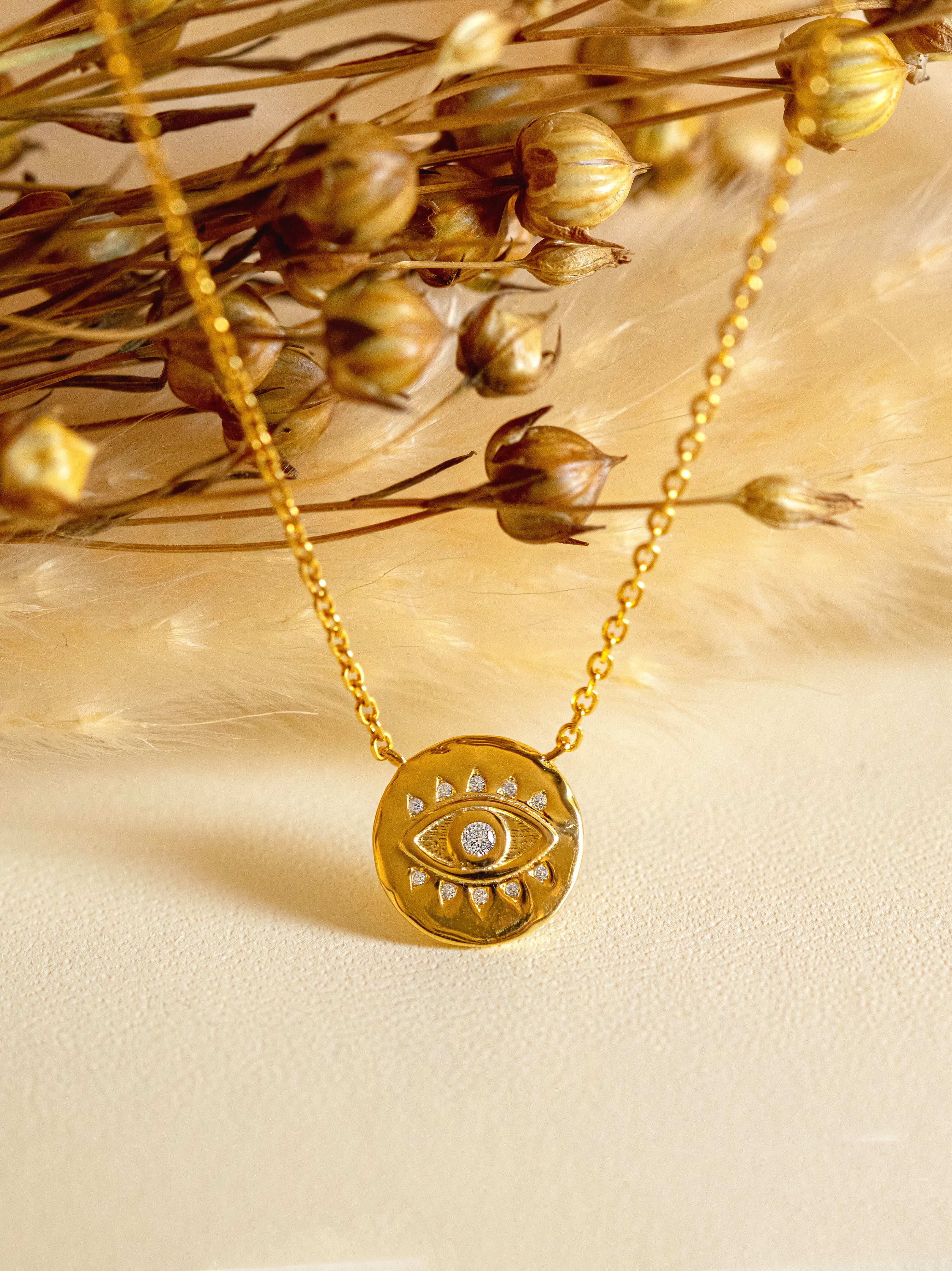 Gold Evil Eye Coin Necklace