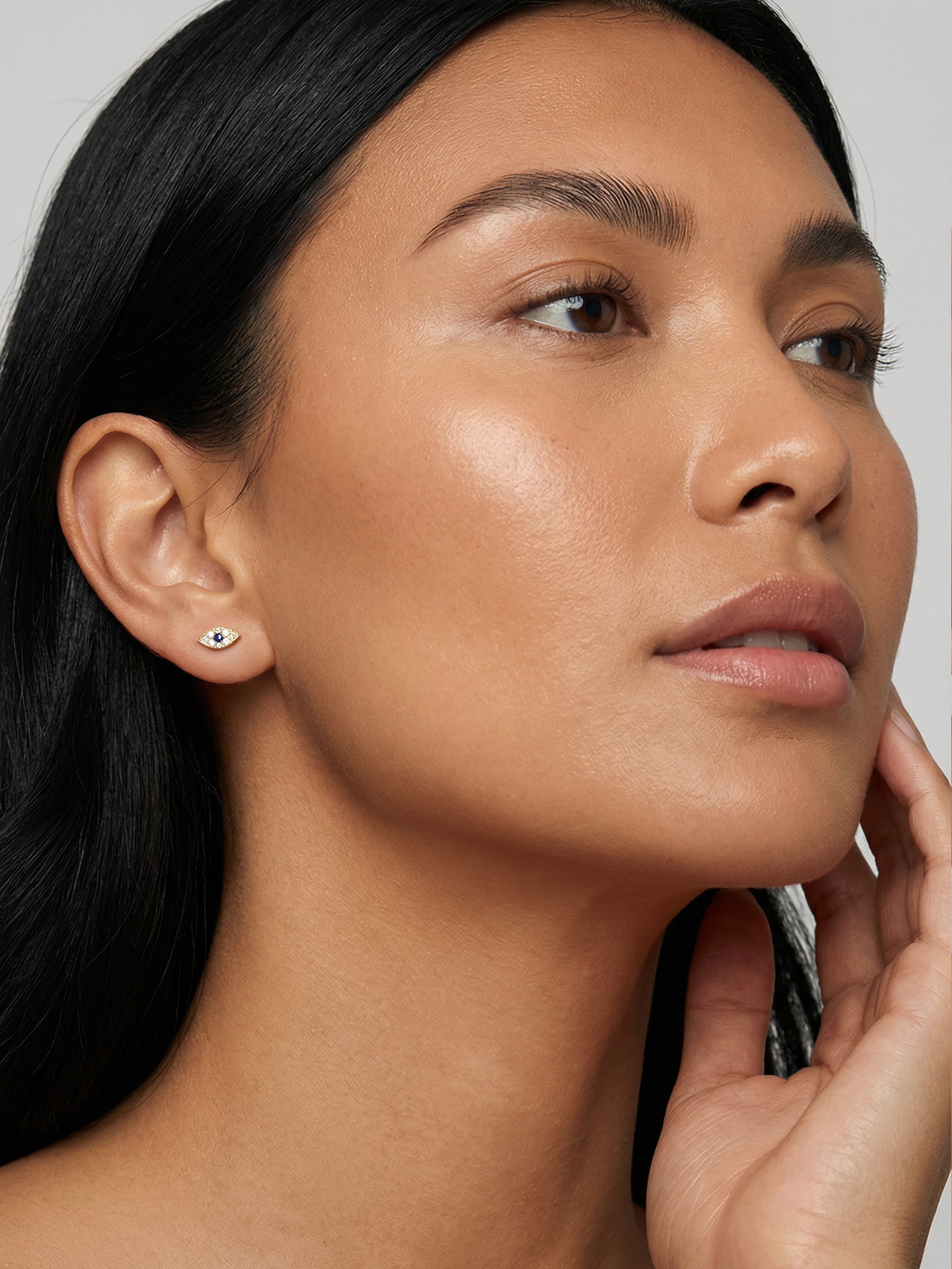 Dainty Evil Eye Earrings - Screw Back