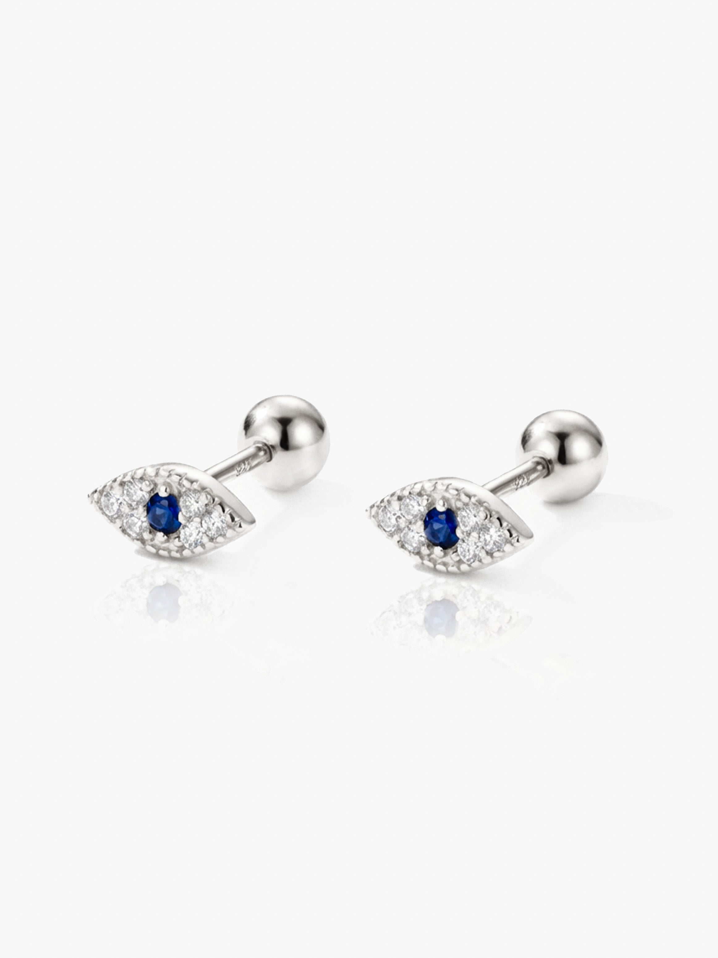 Dainty Evil Eye Earrings - Screw Back