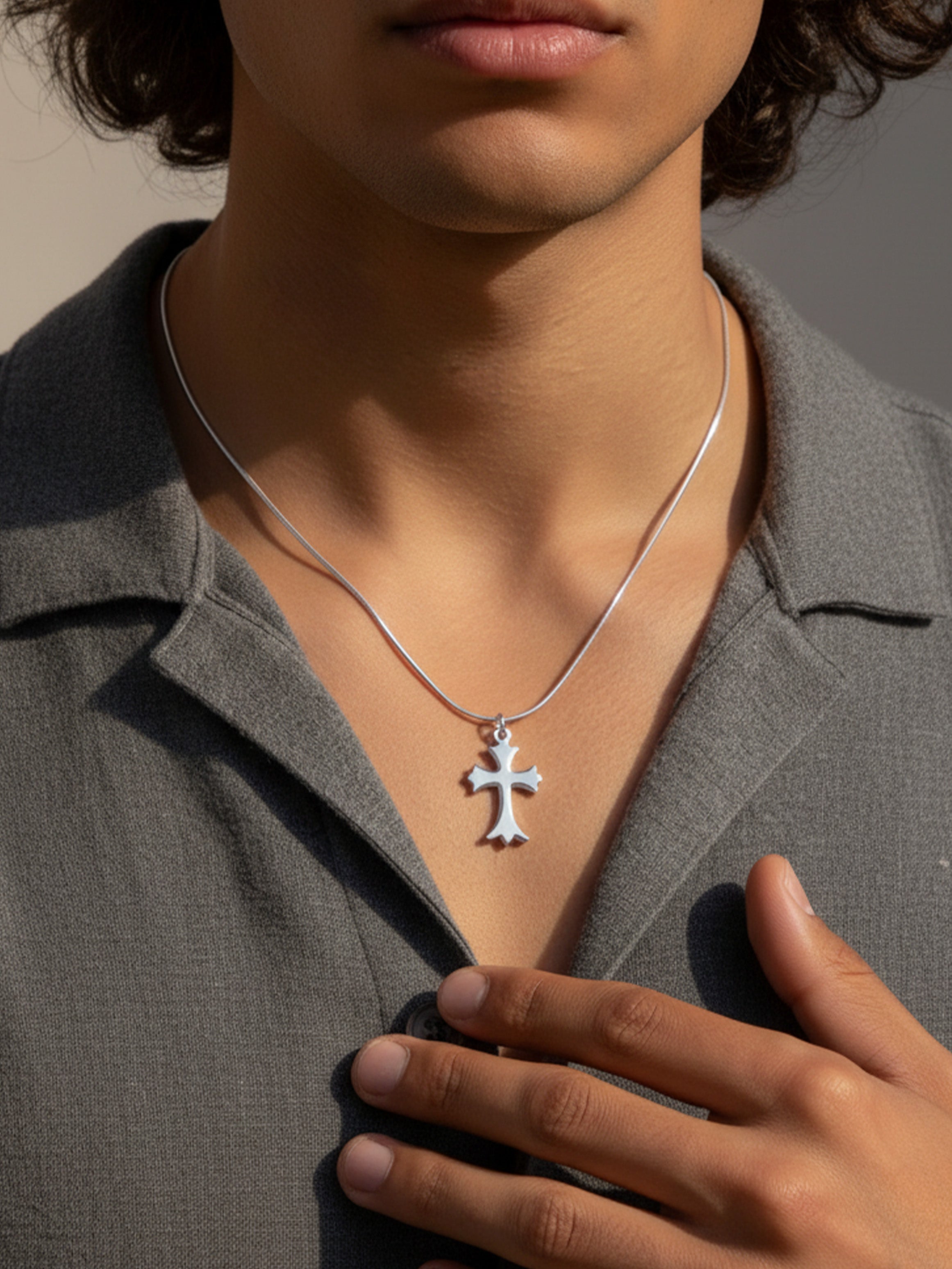 Men's Large Cross Pendant Necklace