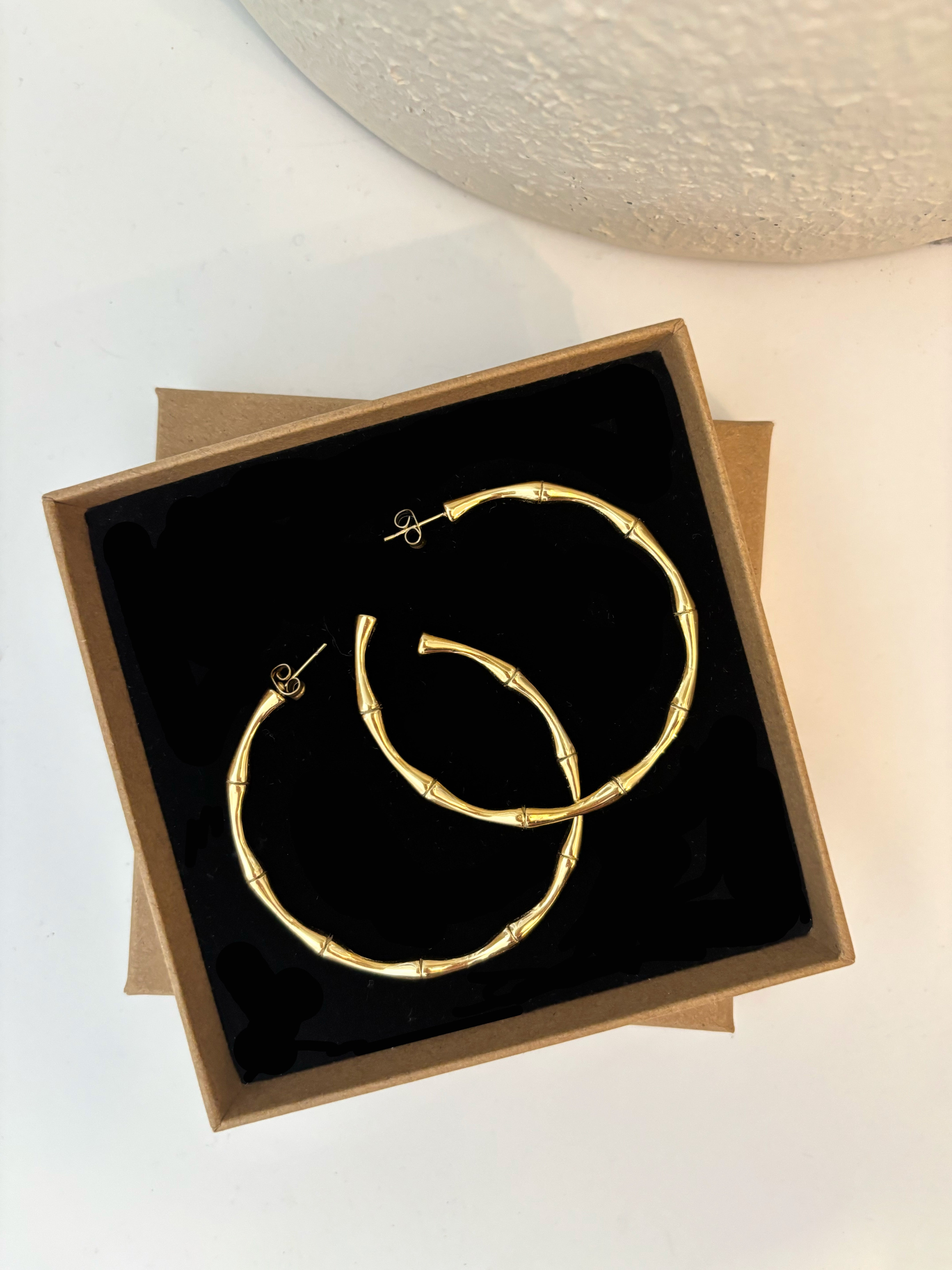 Large Bamboo Hoop Earrings