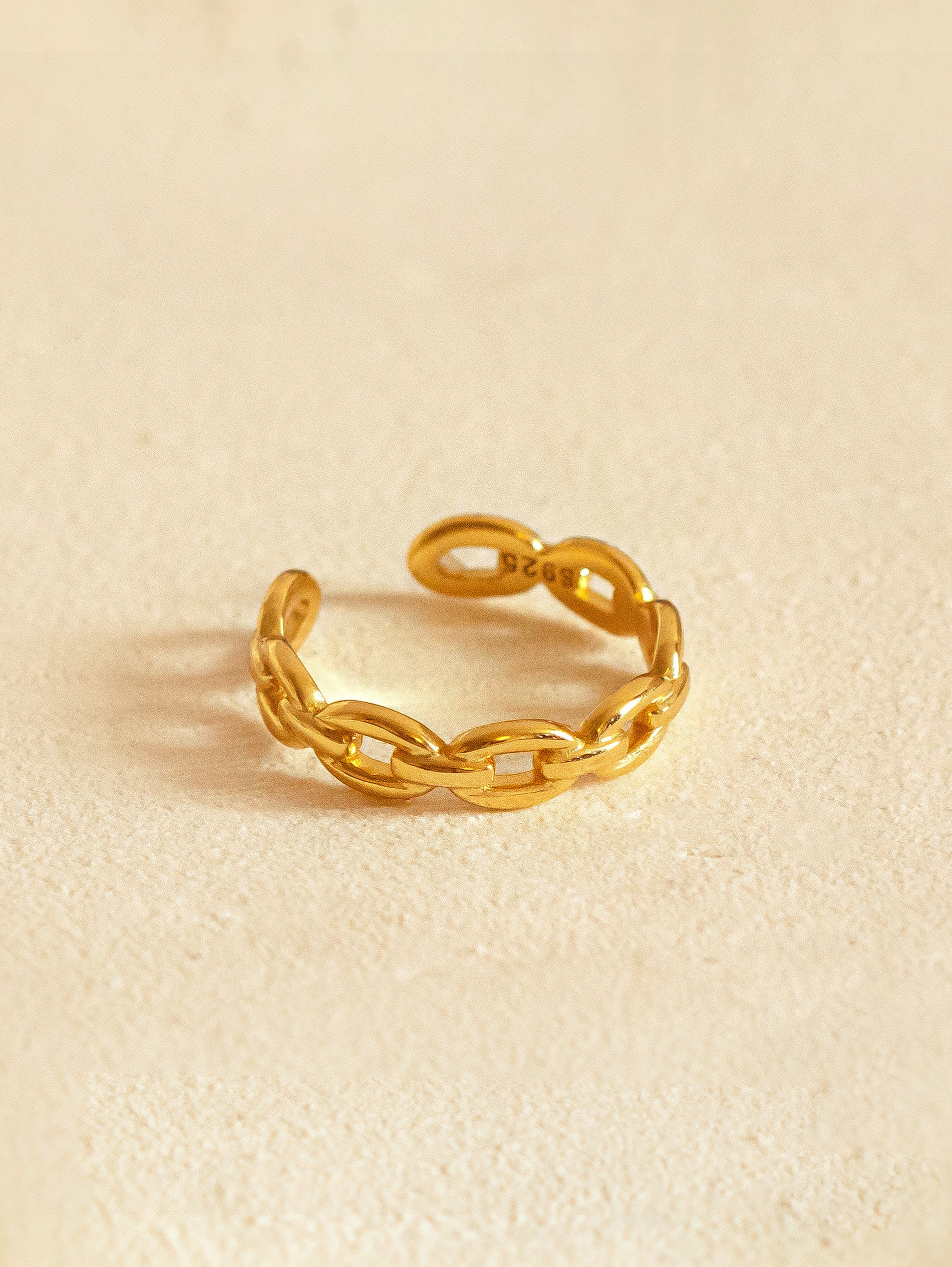 Gold Cuban Chain Ring - Adjustable