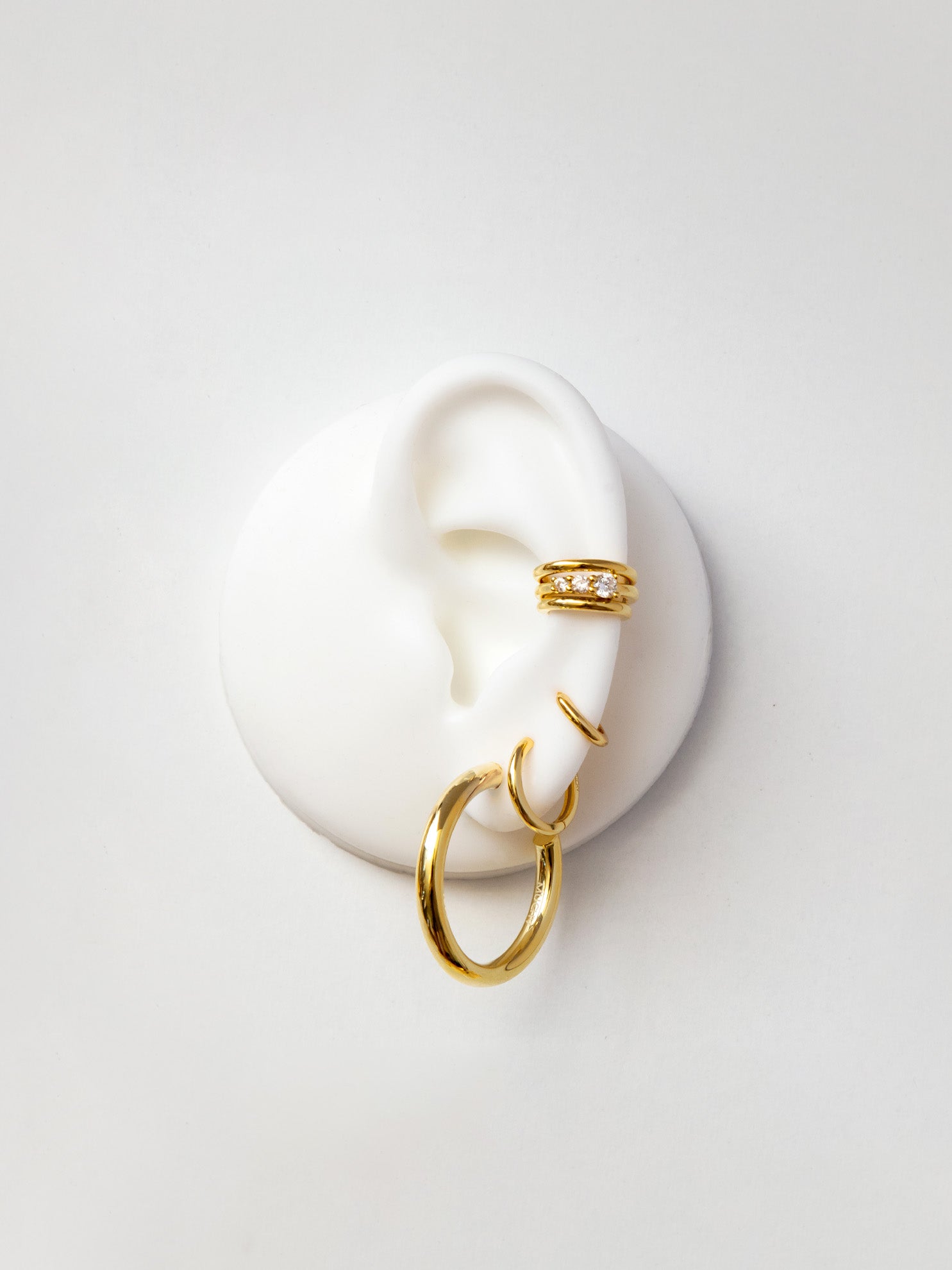 Ear Cuffs With Three Stones - Pair