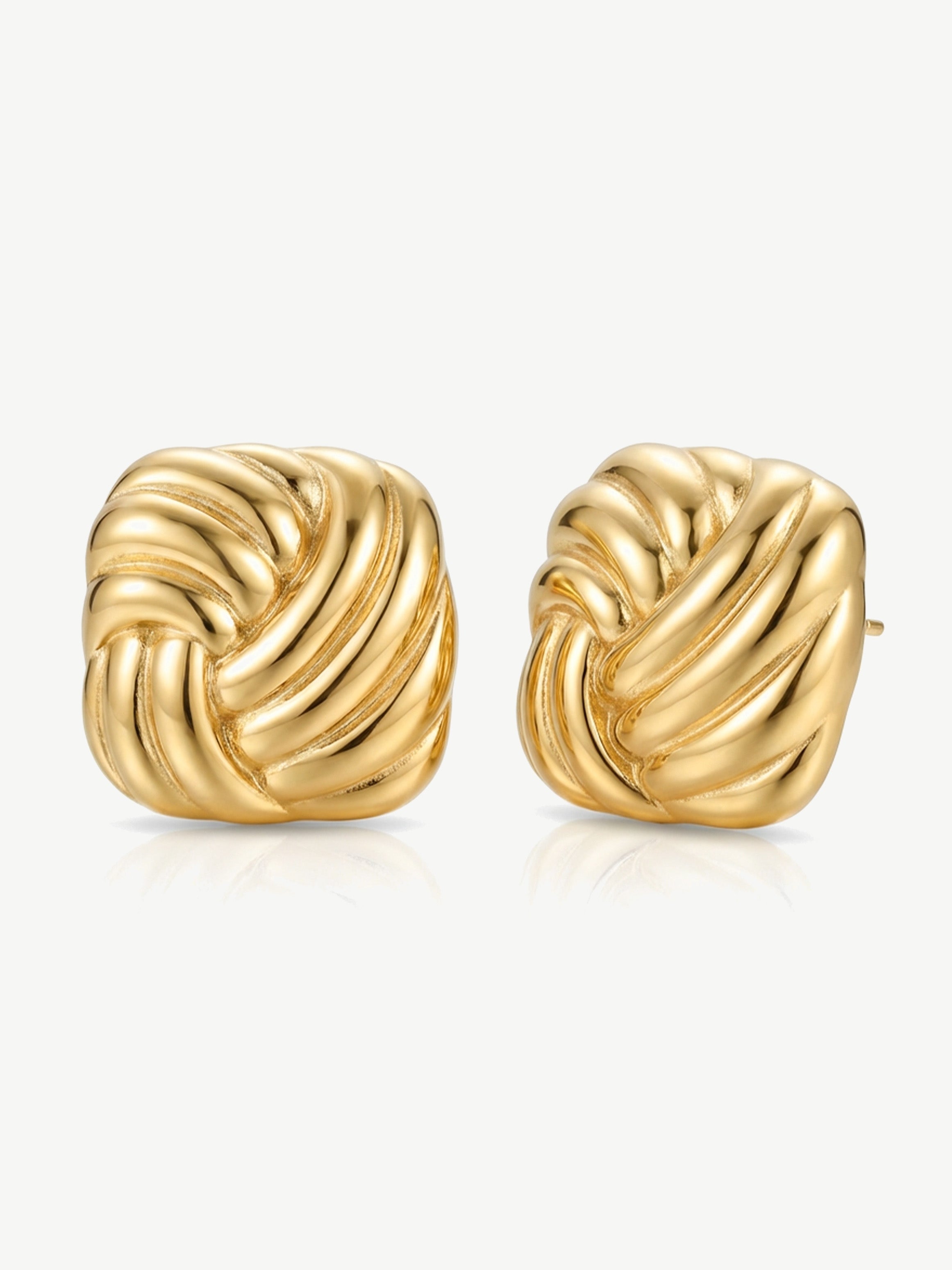Twisted Square Stud Earrings - Gold