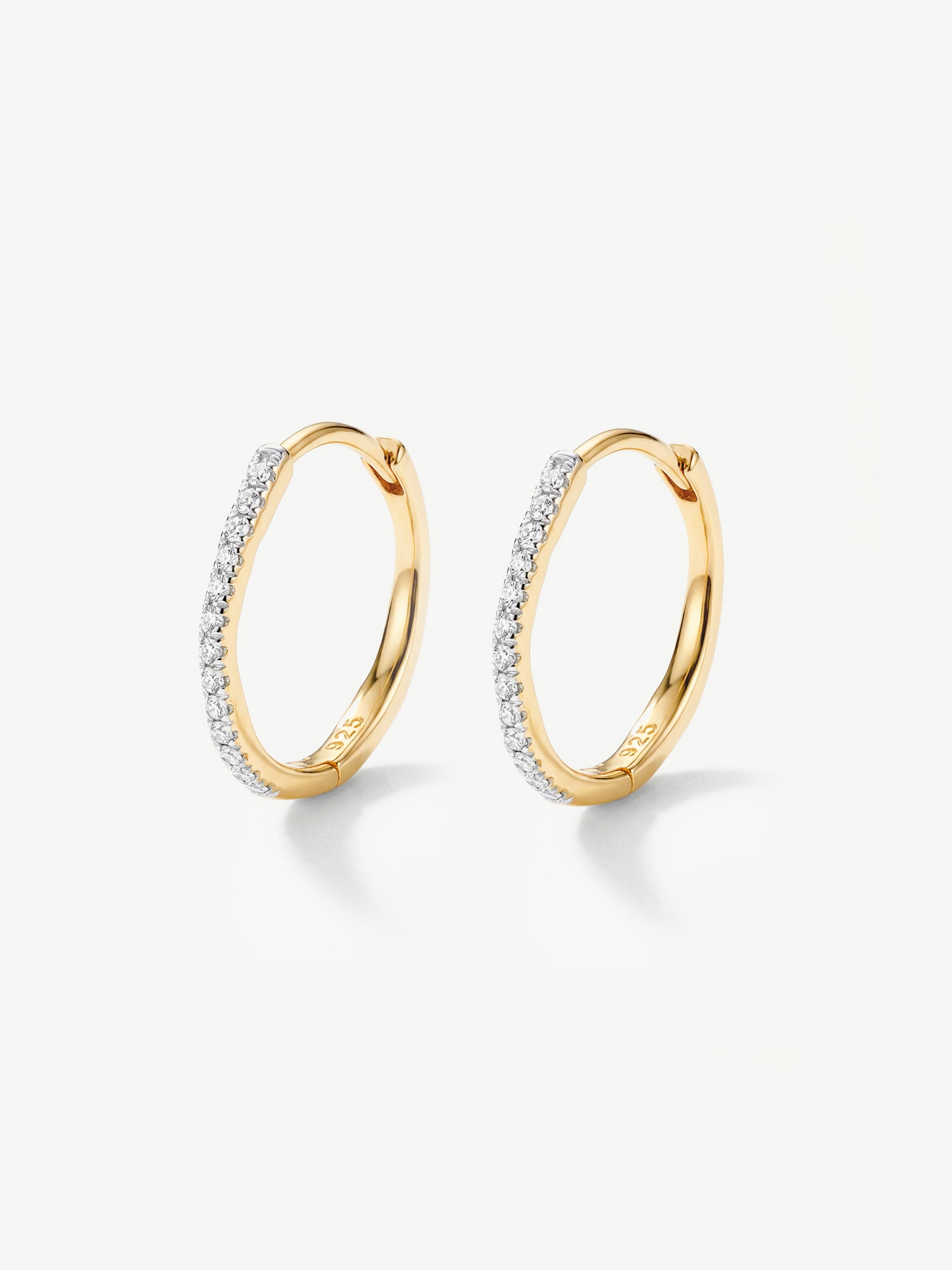 Two-Tone Half Pavé Tennis Hoop Earrings