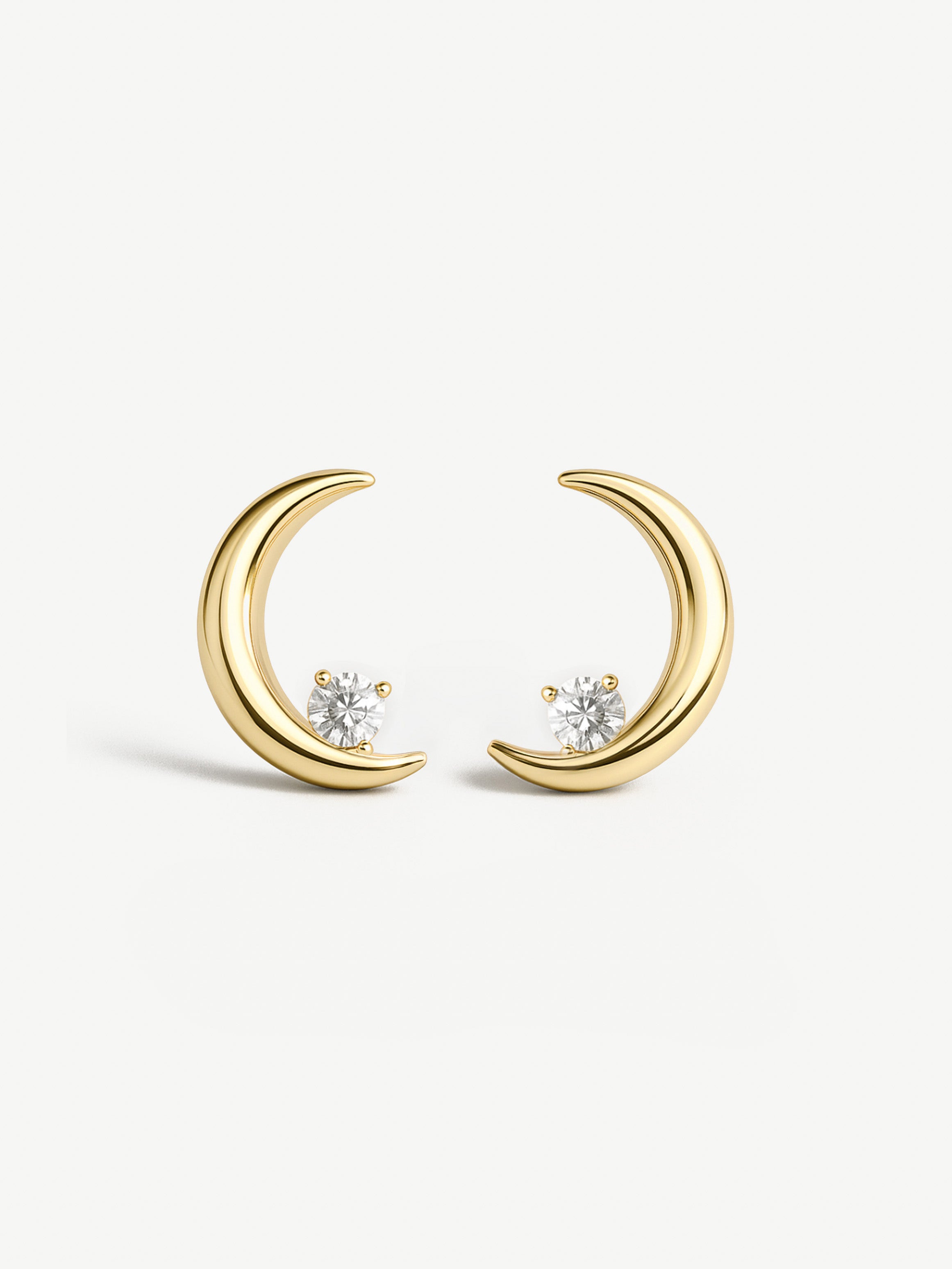 Dainty Crescent Moon & Star Stud Earrings