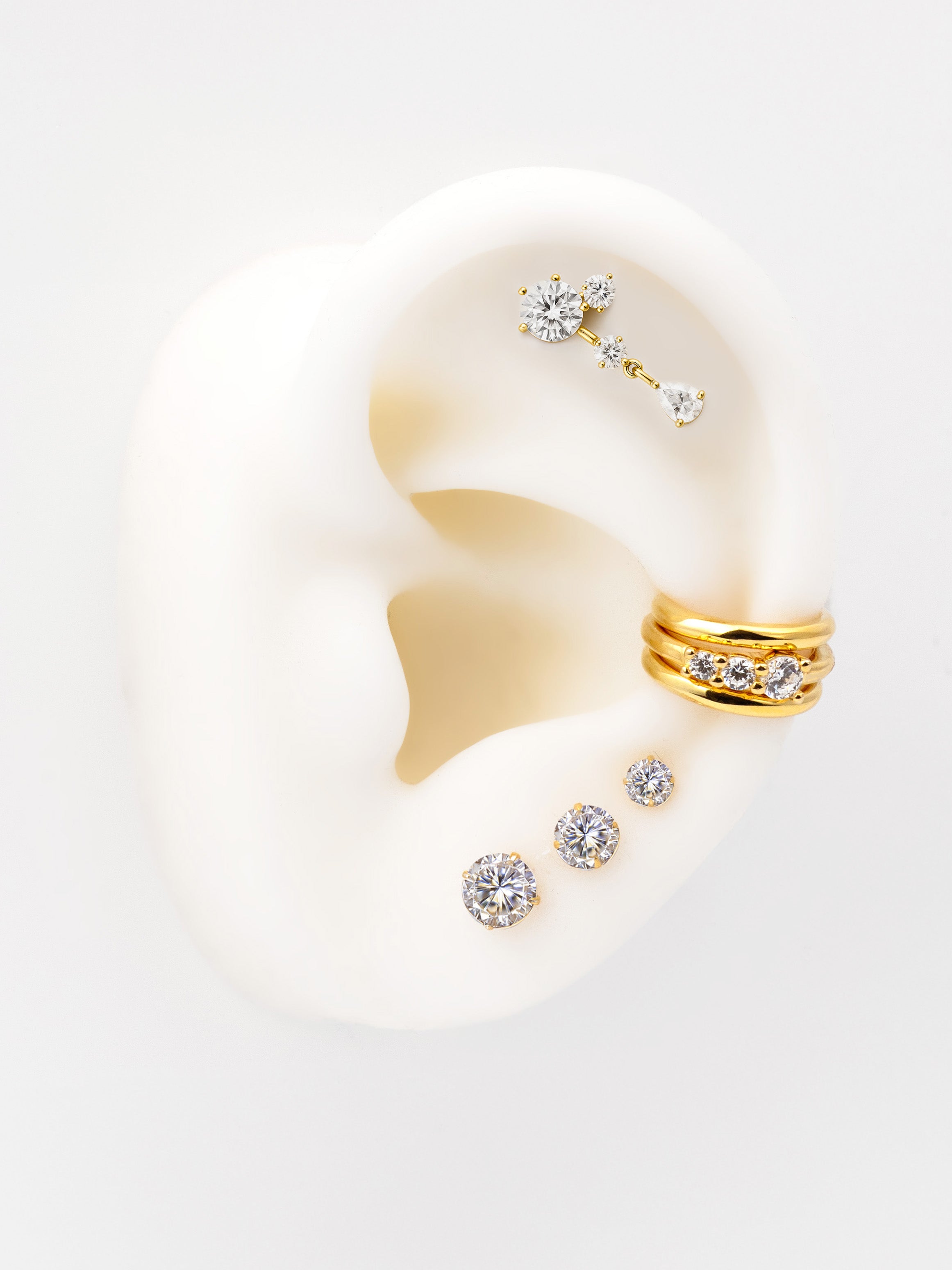 Dainty Cluster Drop Stud Earrings