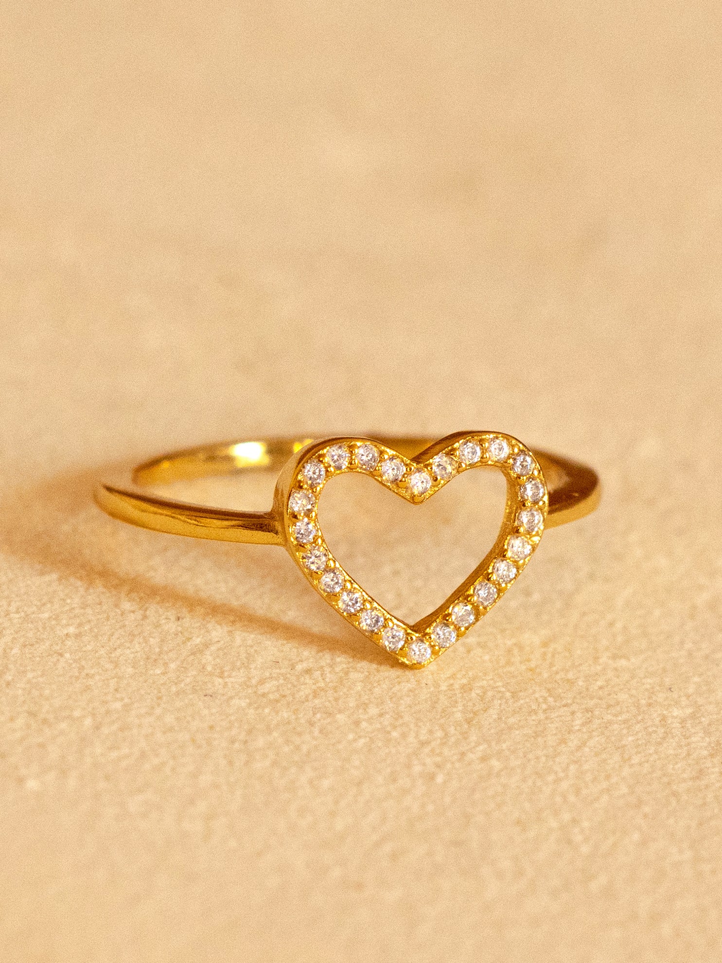 Gold Ring With Small Sparkling Heart