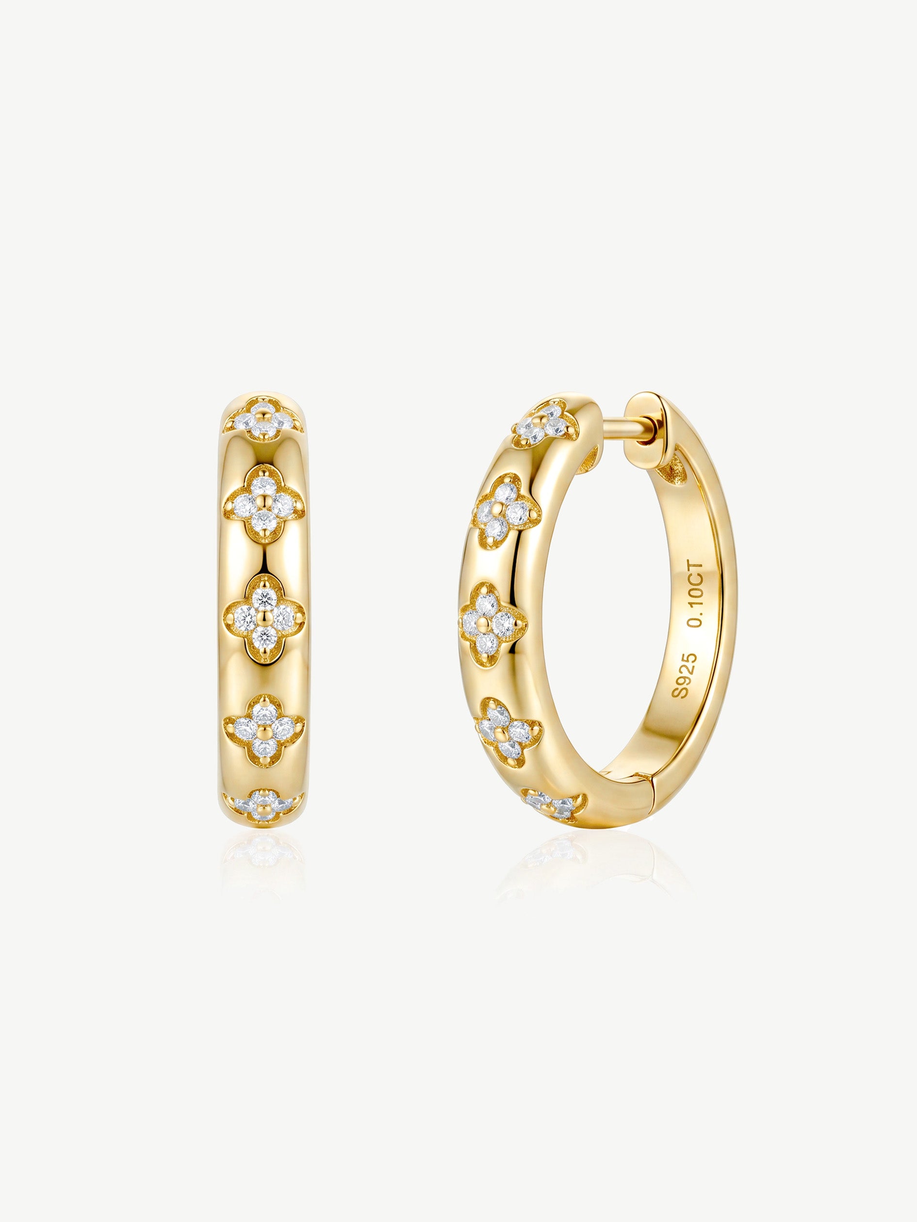 Moissanite Hydrangea Hoop Earrings