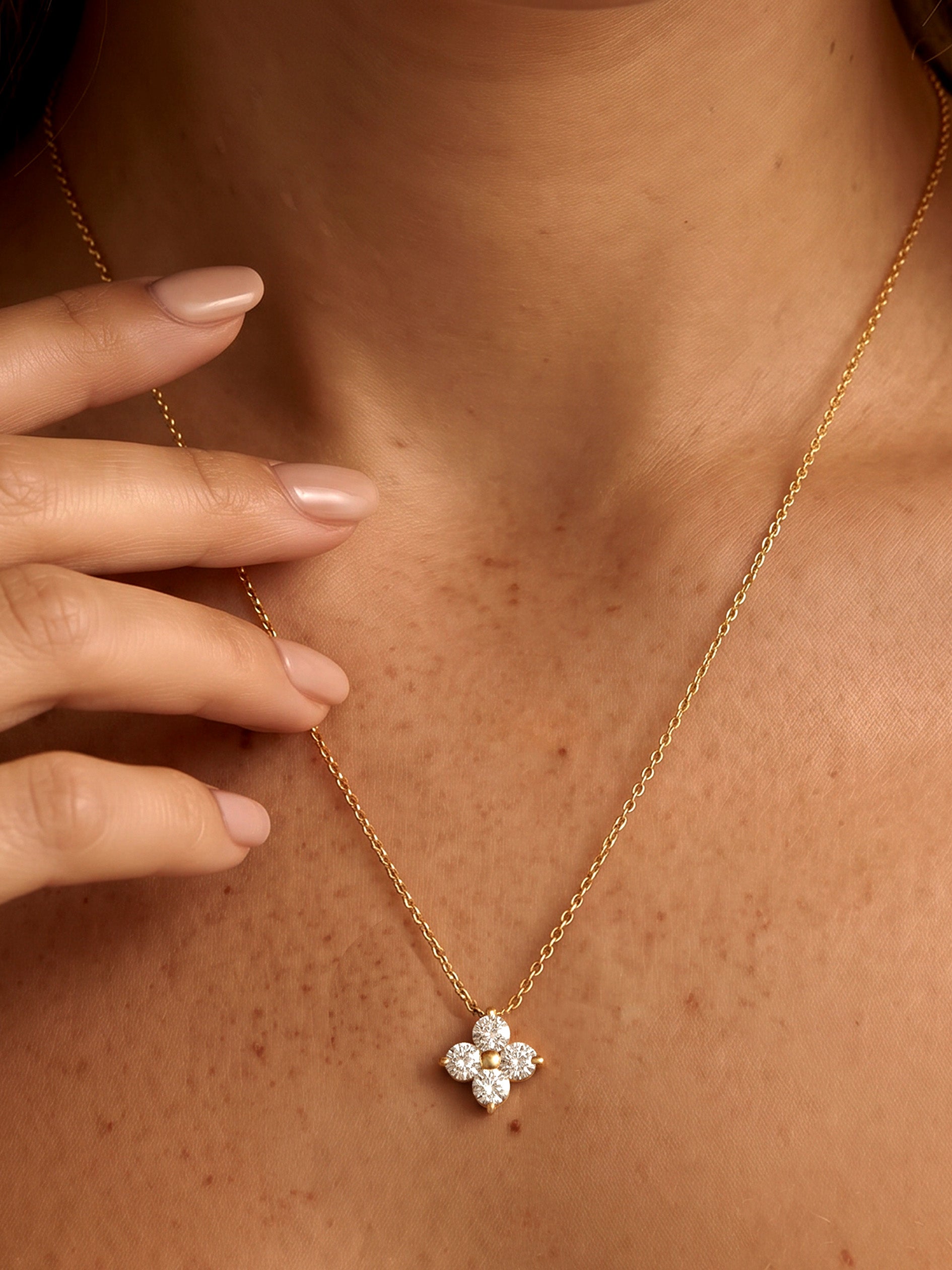 Moissanite Flower Necklace