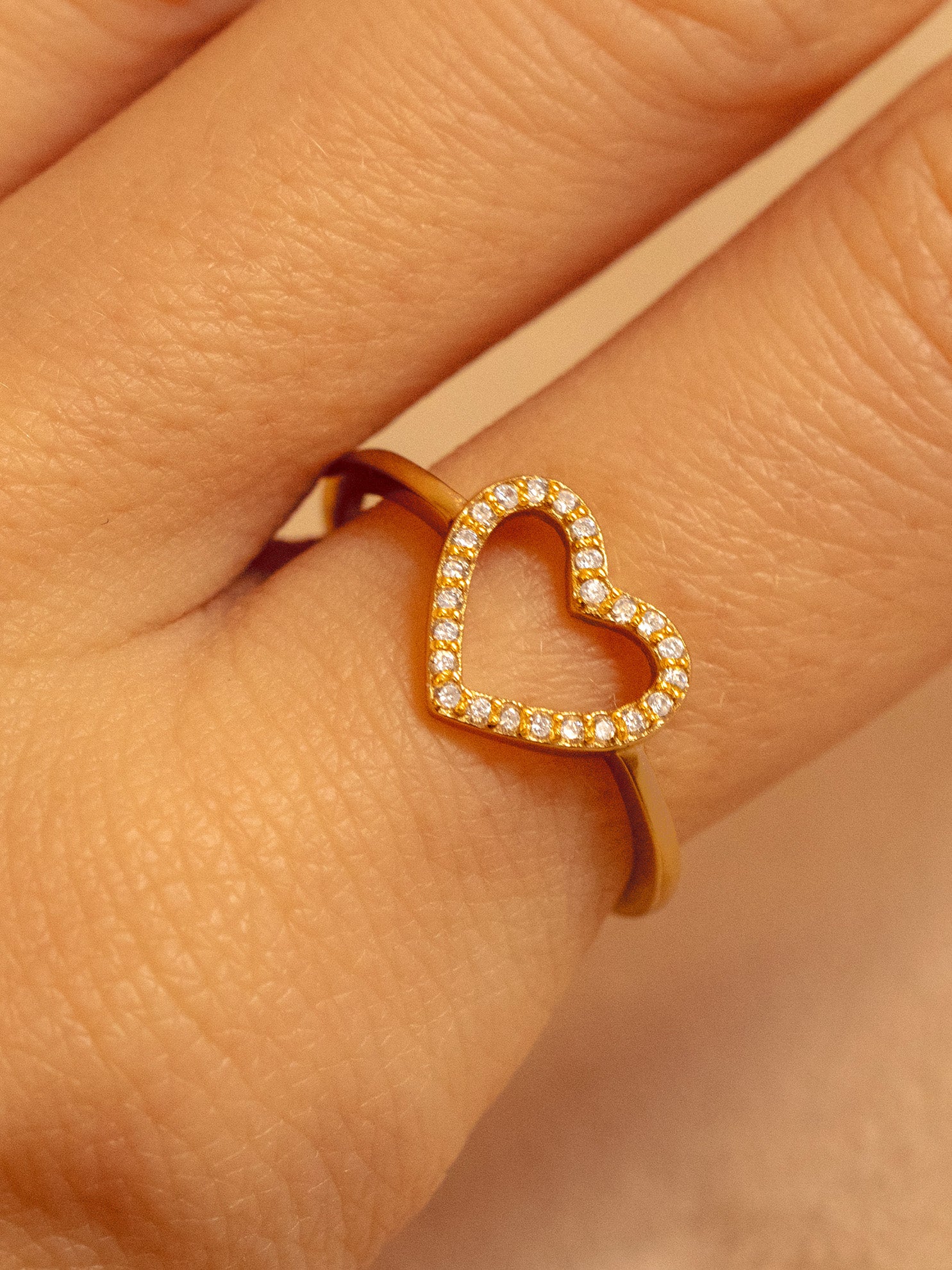 Gold Ring With Small Sparkling Heart