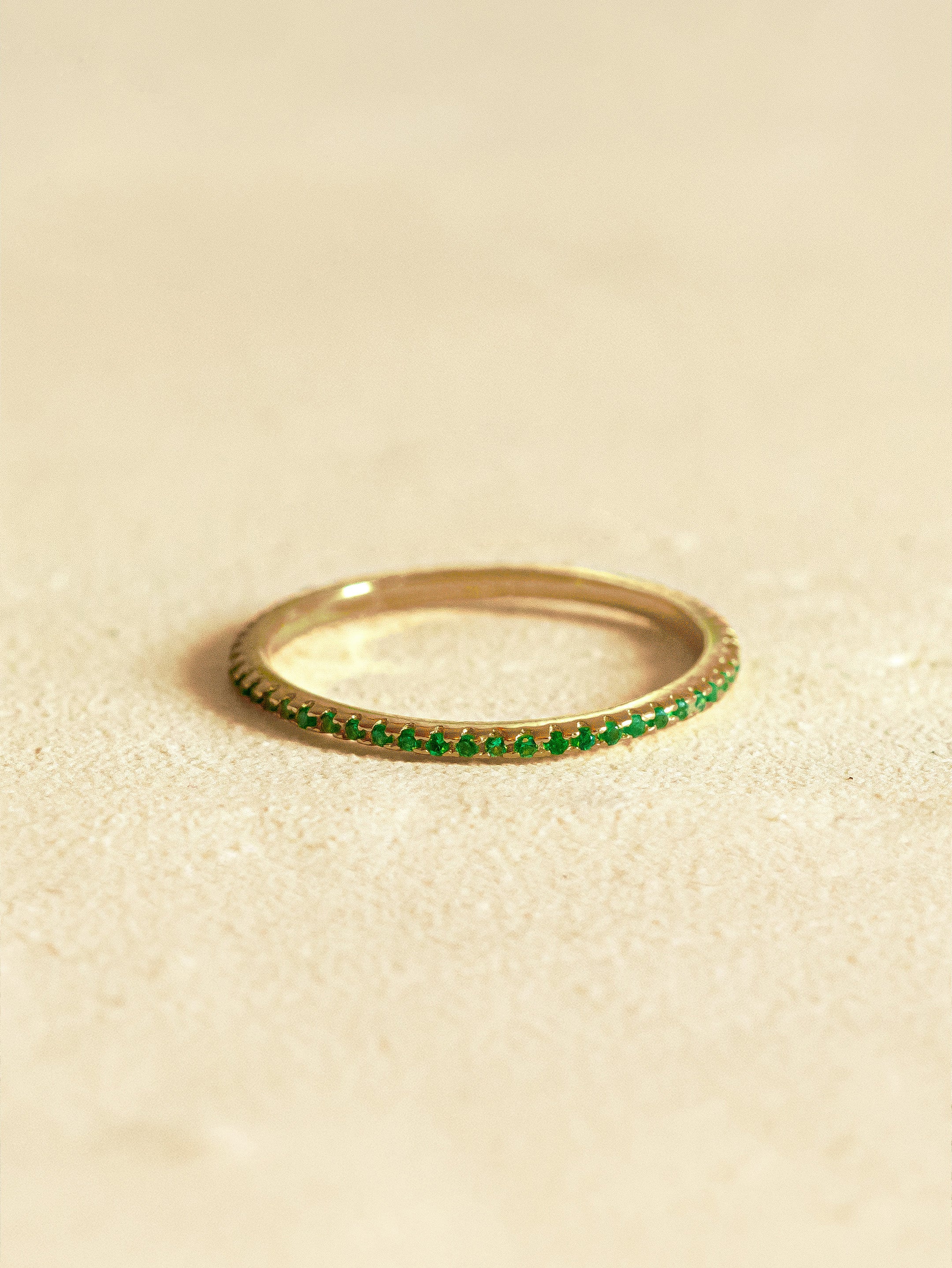 Gold Stacking Ring With Onyx Green Stones