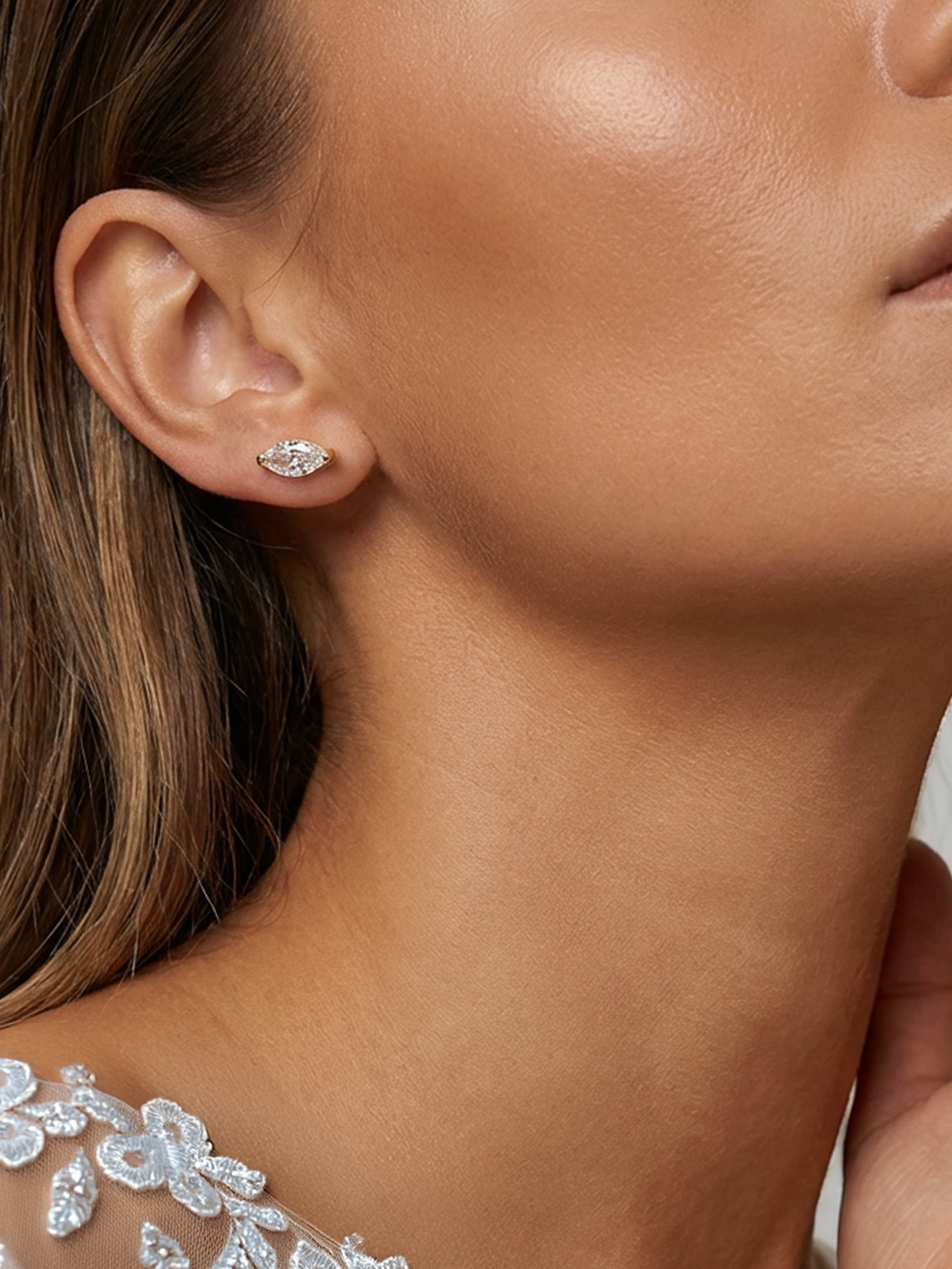 Marquise Stone Stud Earrings