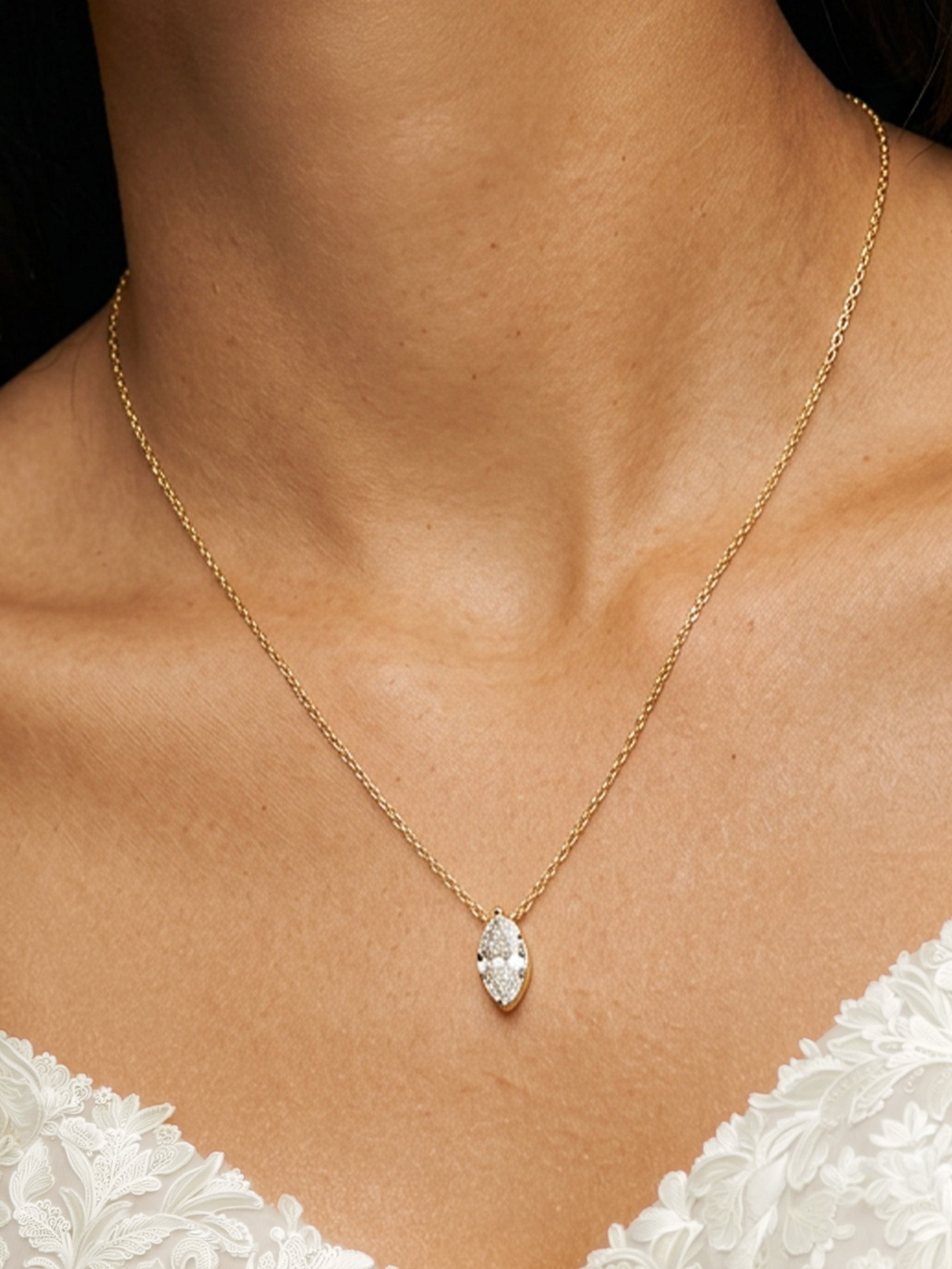 Dainty Marquise Stone Necklace
