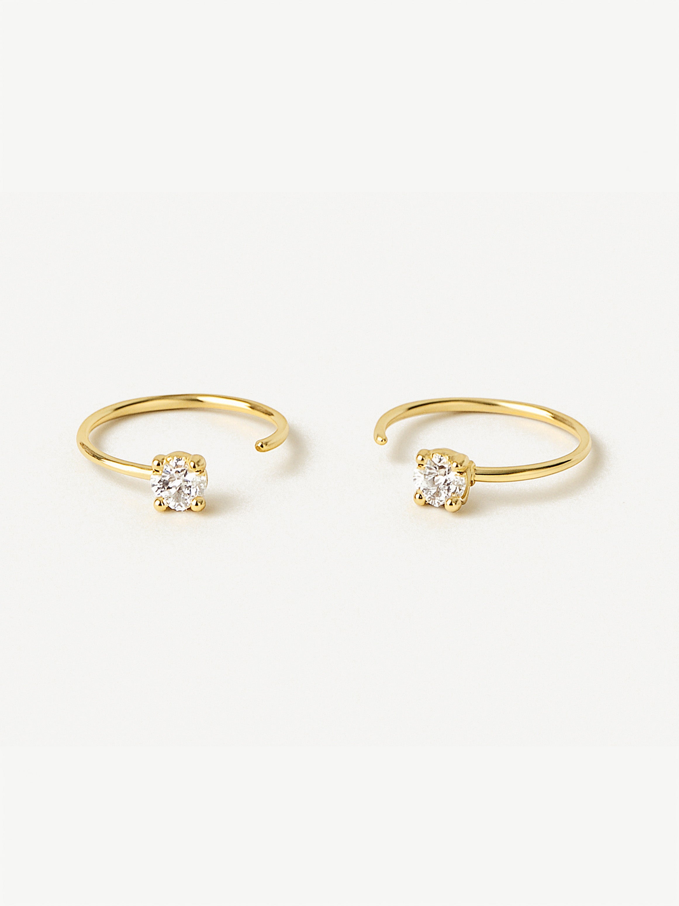 Dainty Threader Hoop Earrings With Cubic Zirconia Stone
