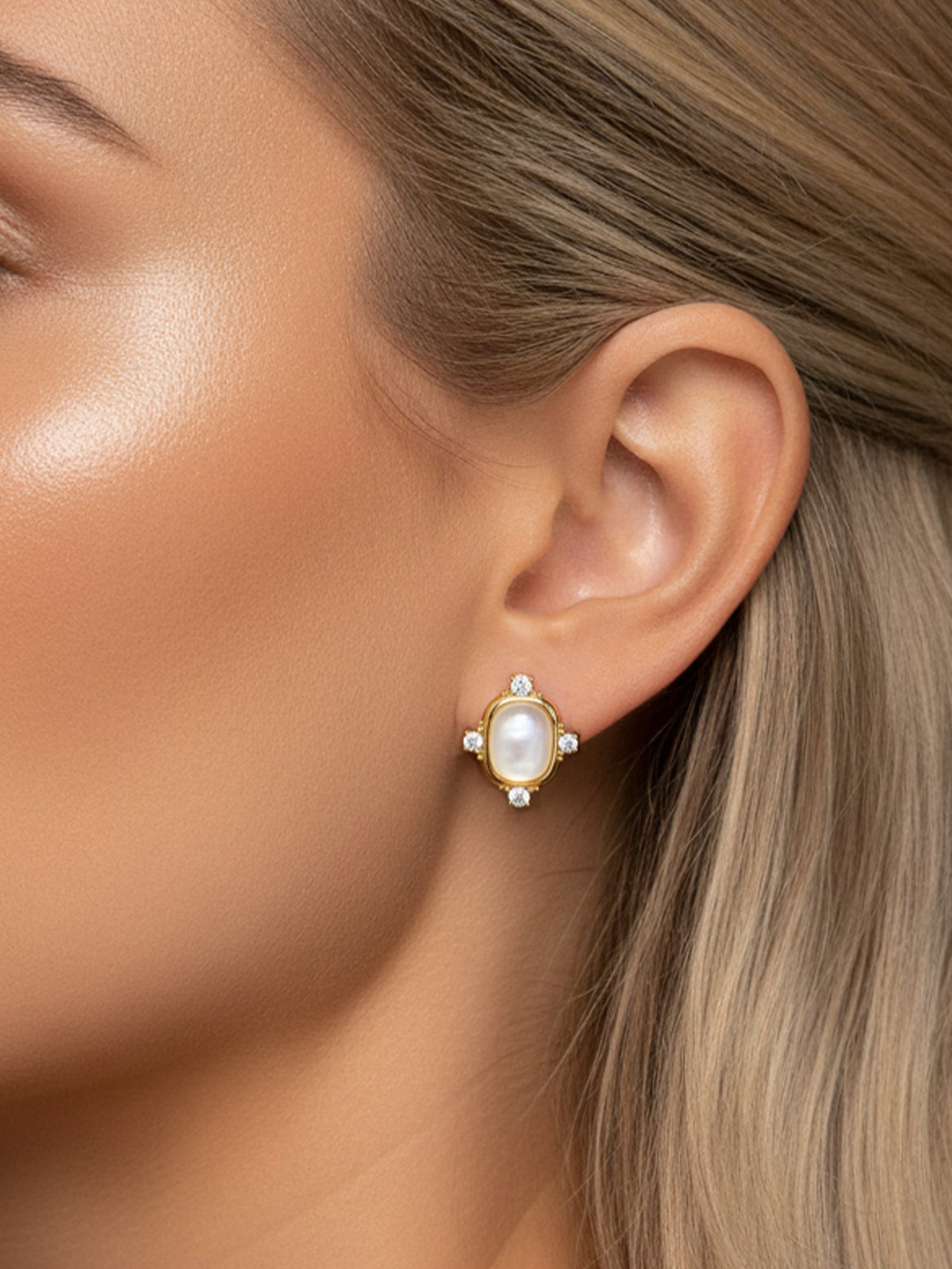 White Heirloom Stud Earrings