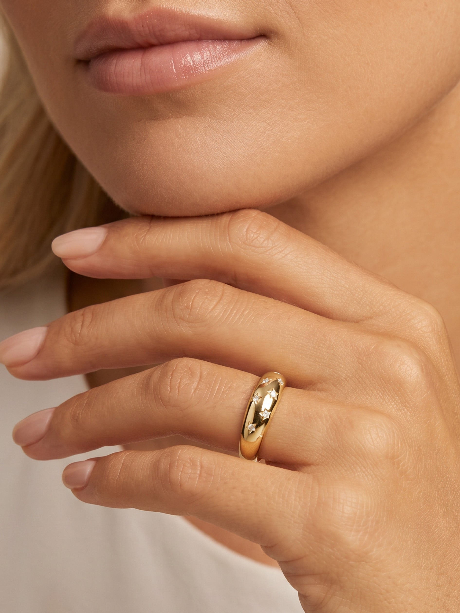 Moissanite Star Dome Ring