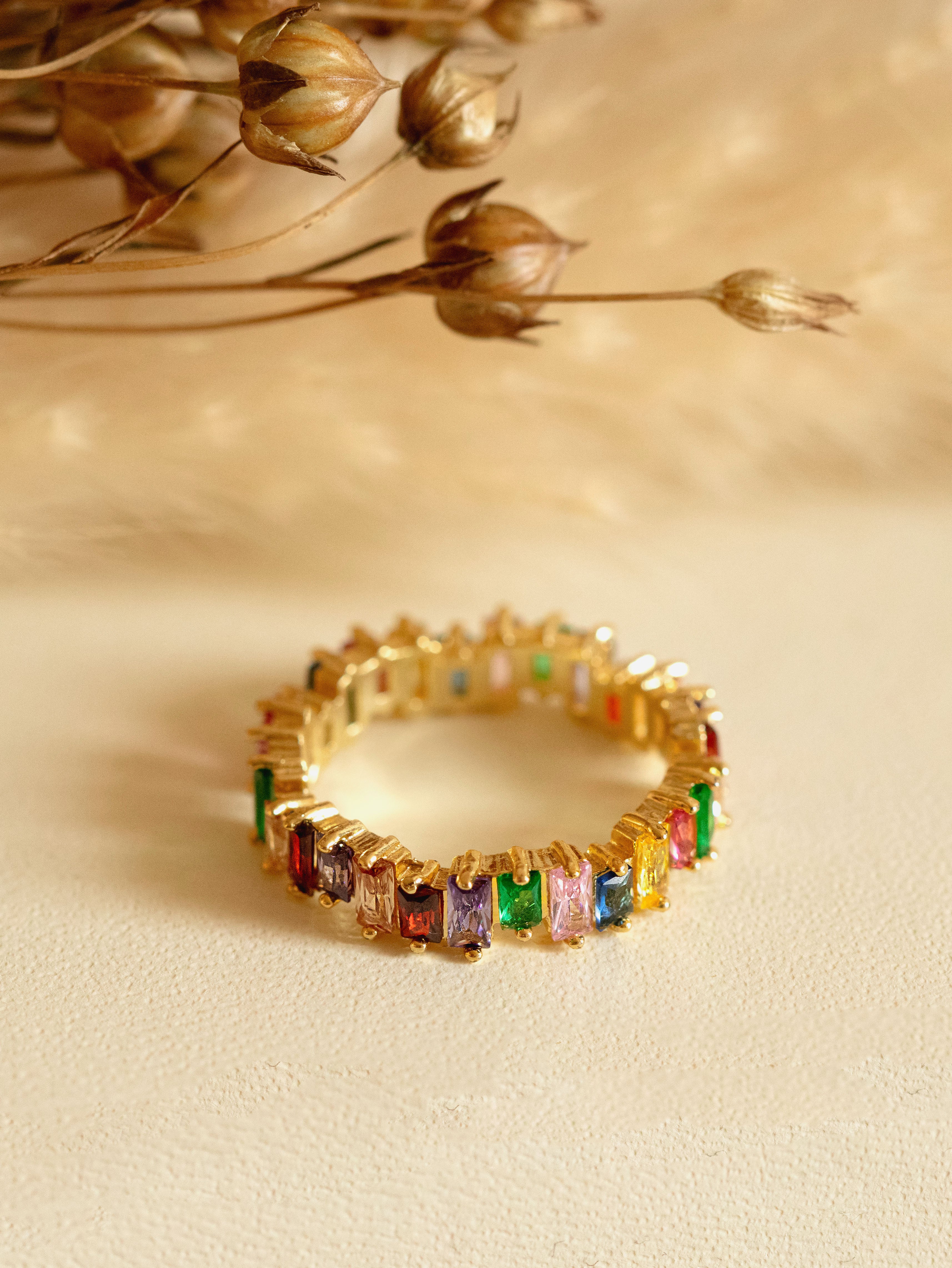 Rainbow Baguette Ring