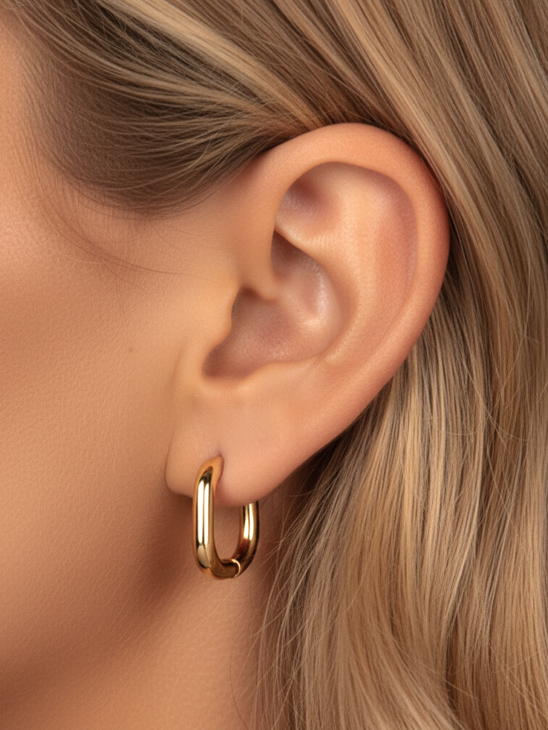 Solid Small Oval Huggie Hoop Earrings