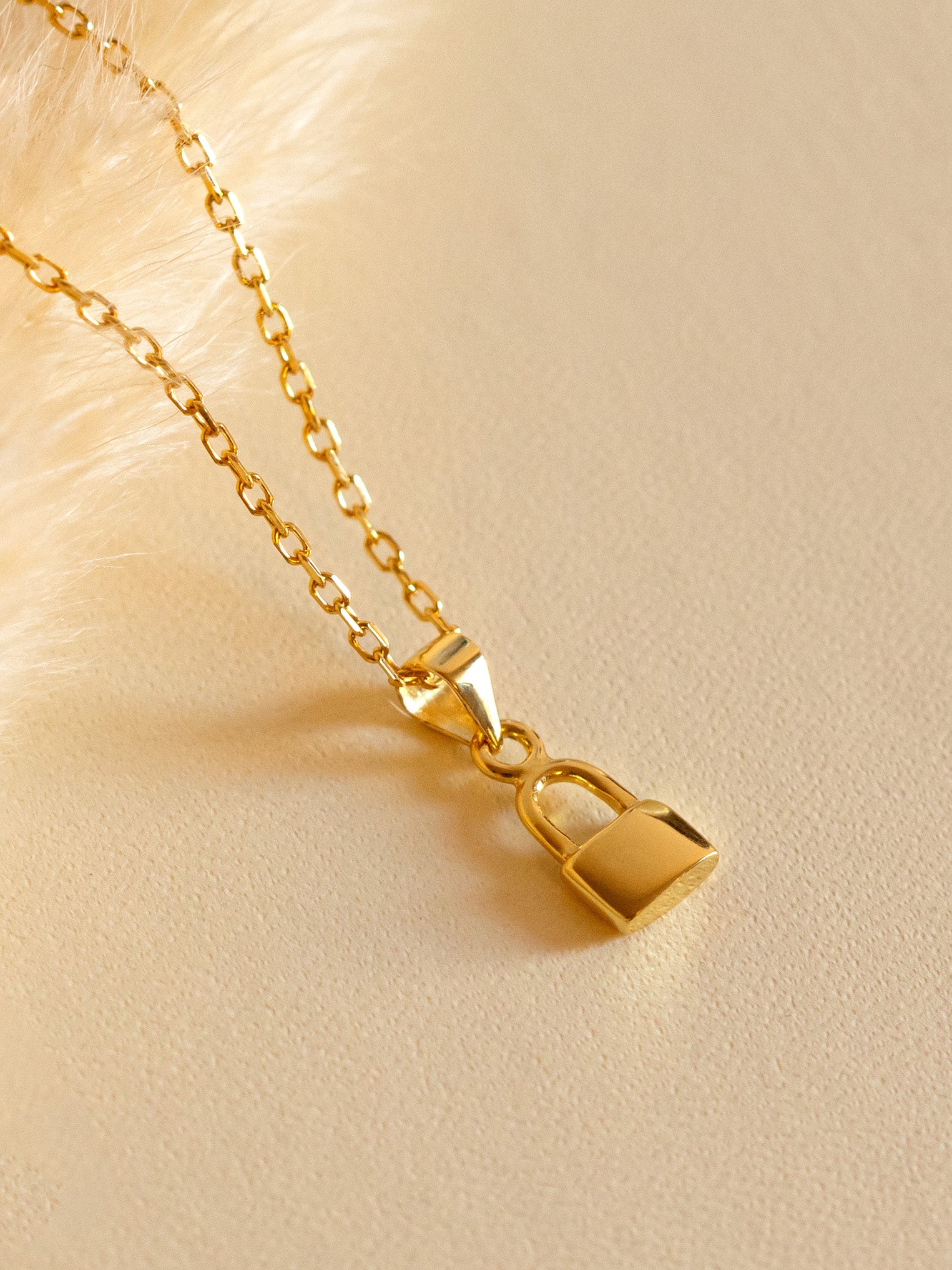 Gold Padlock Pendant Necklace / Choker - Adjustable Length