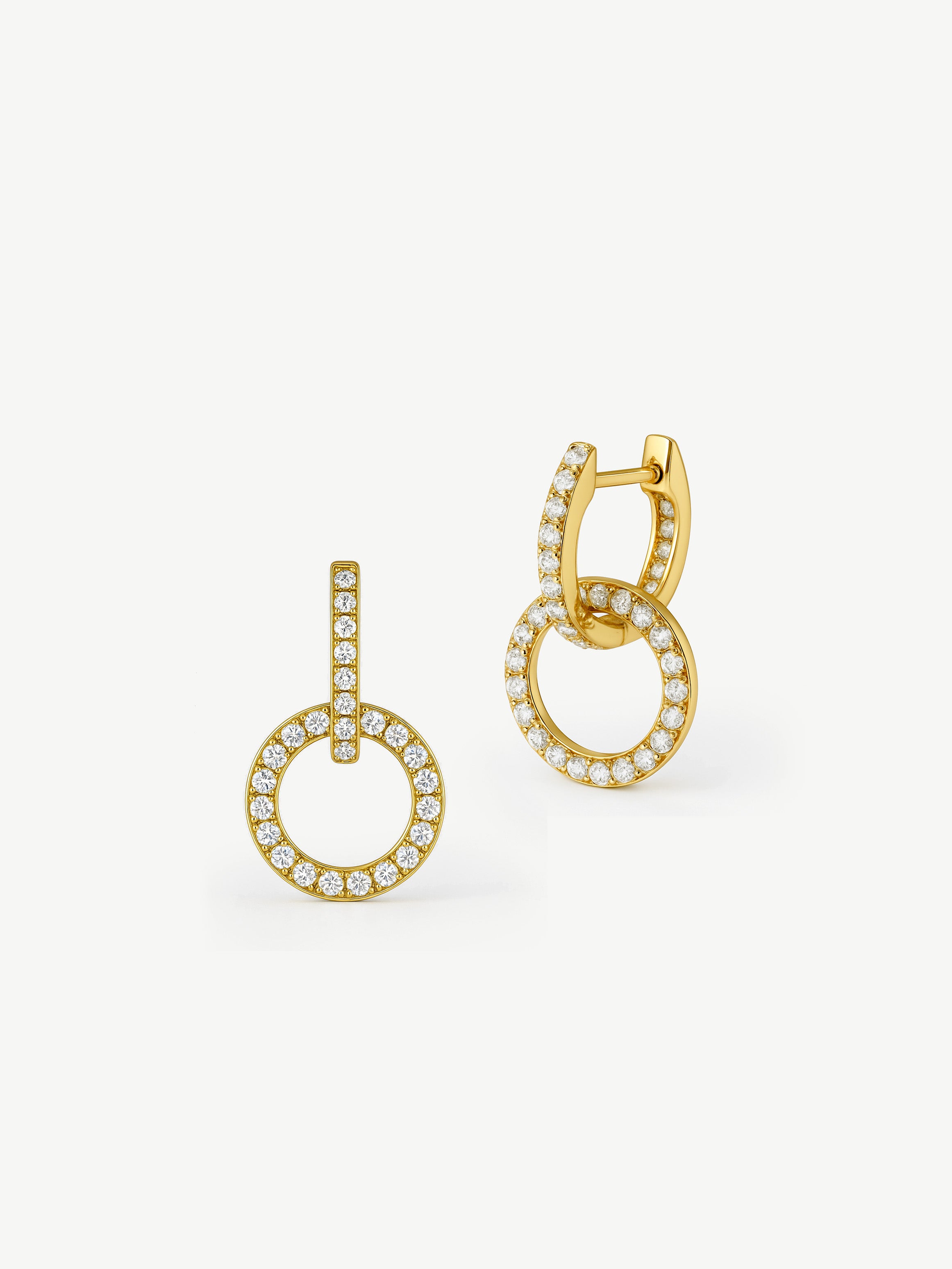 Double Hoop Pavé Earrings With Round Removable Charms