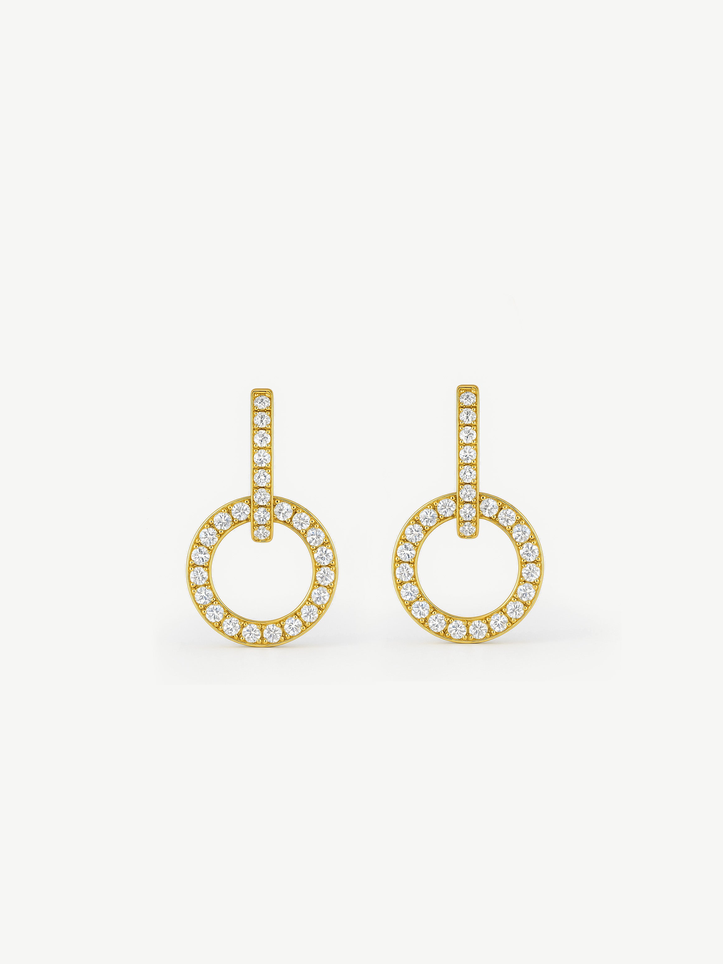 Double Hoop Pavé Earrings With Round Removable Charms