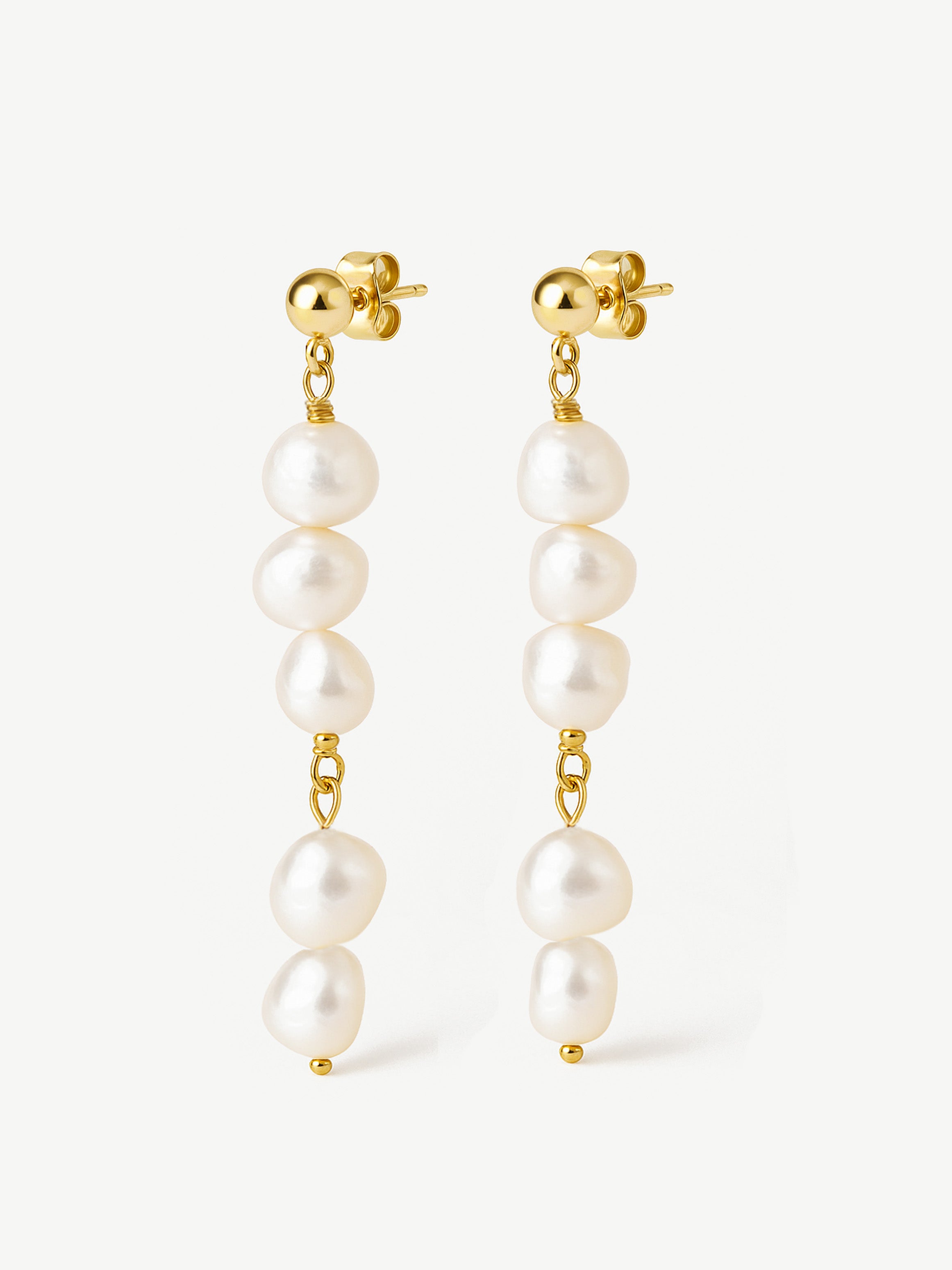 Bridal Long Drop Pearl Stud Earrings