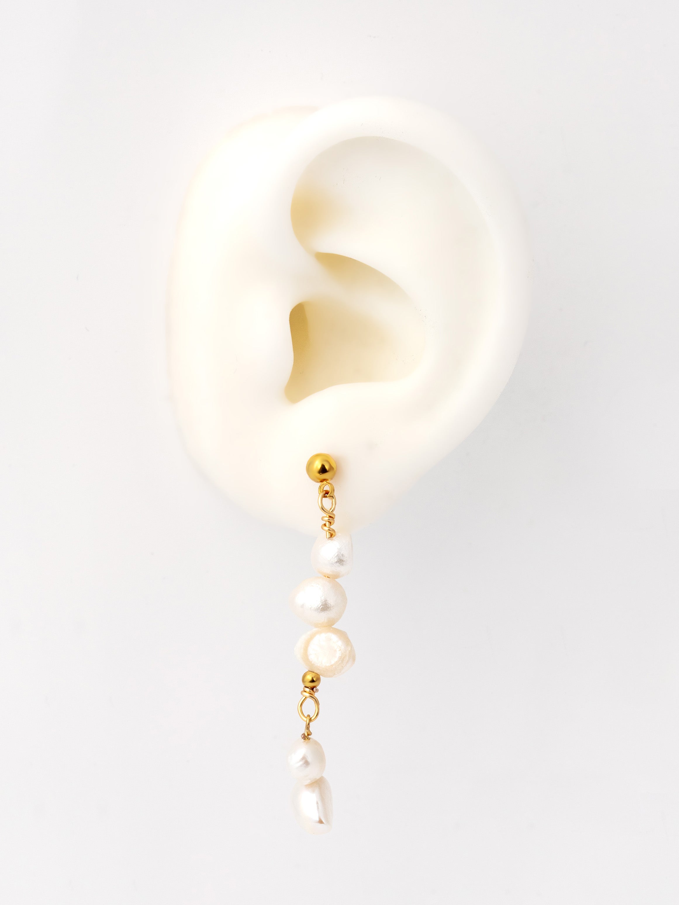 Bridal Long Drop Pearl Stud Earrings