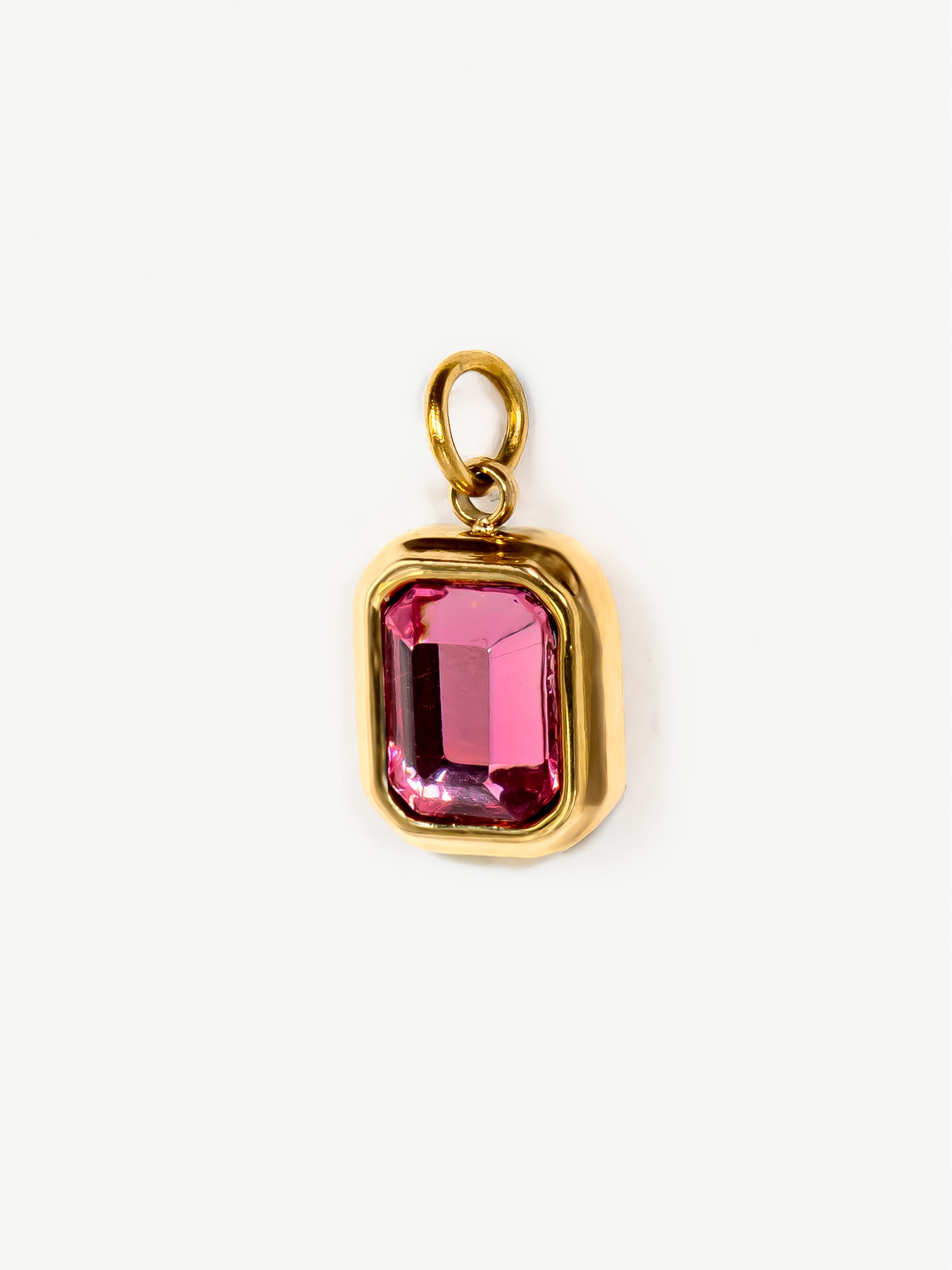 Pink Stone Charm - Emerald-Cut (Small)