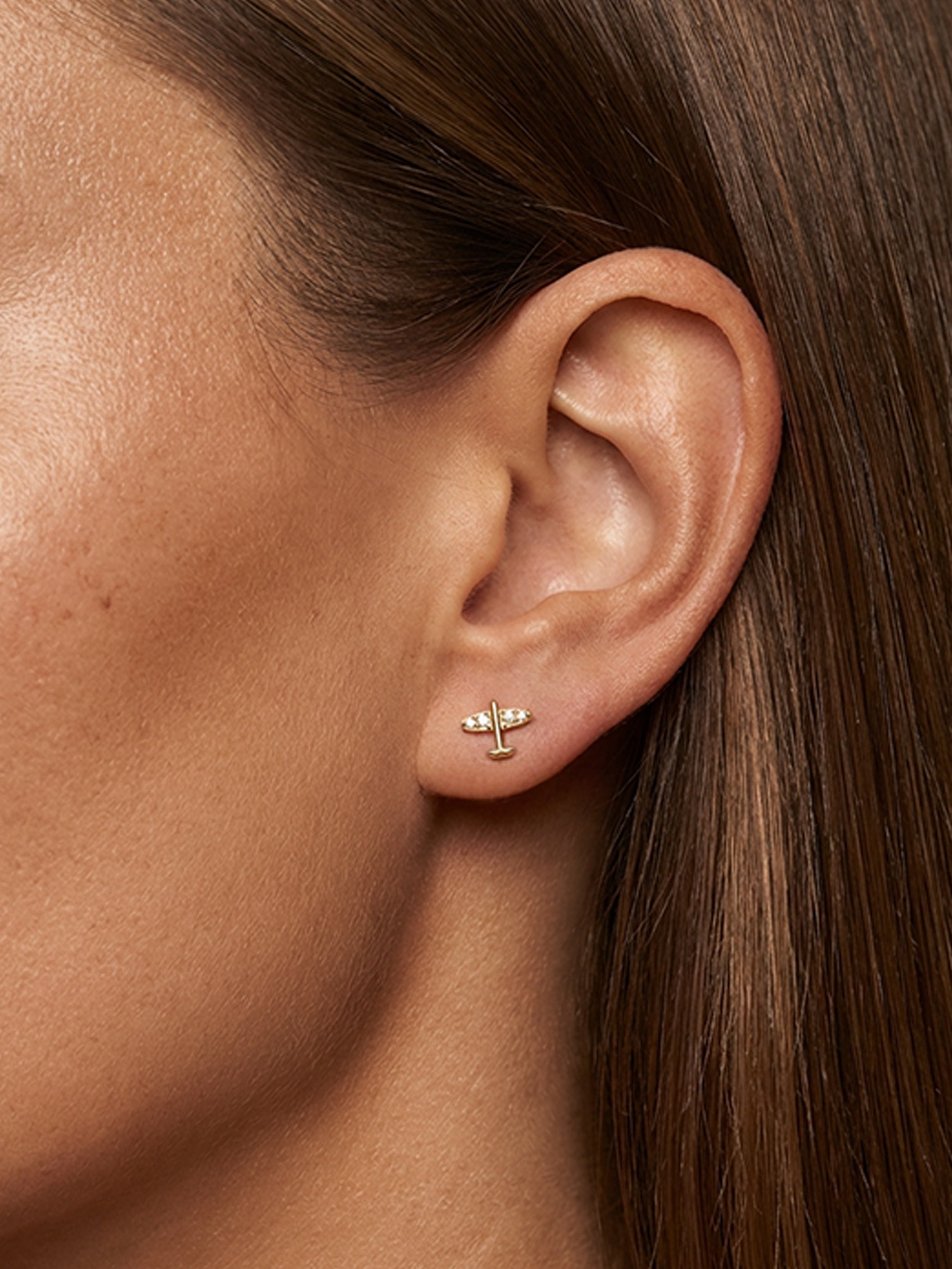 Tiny Airplane Stud Earrings