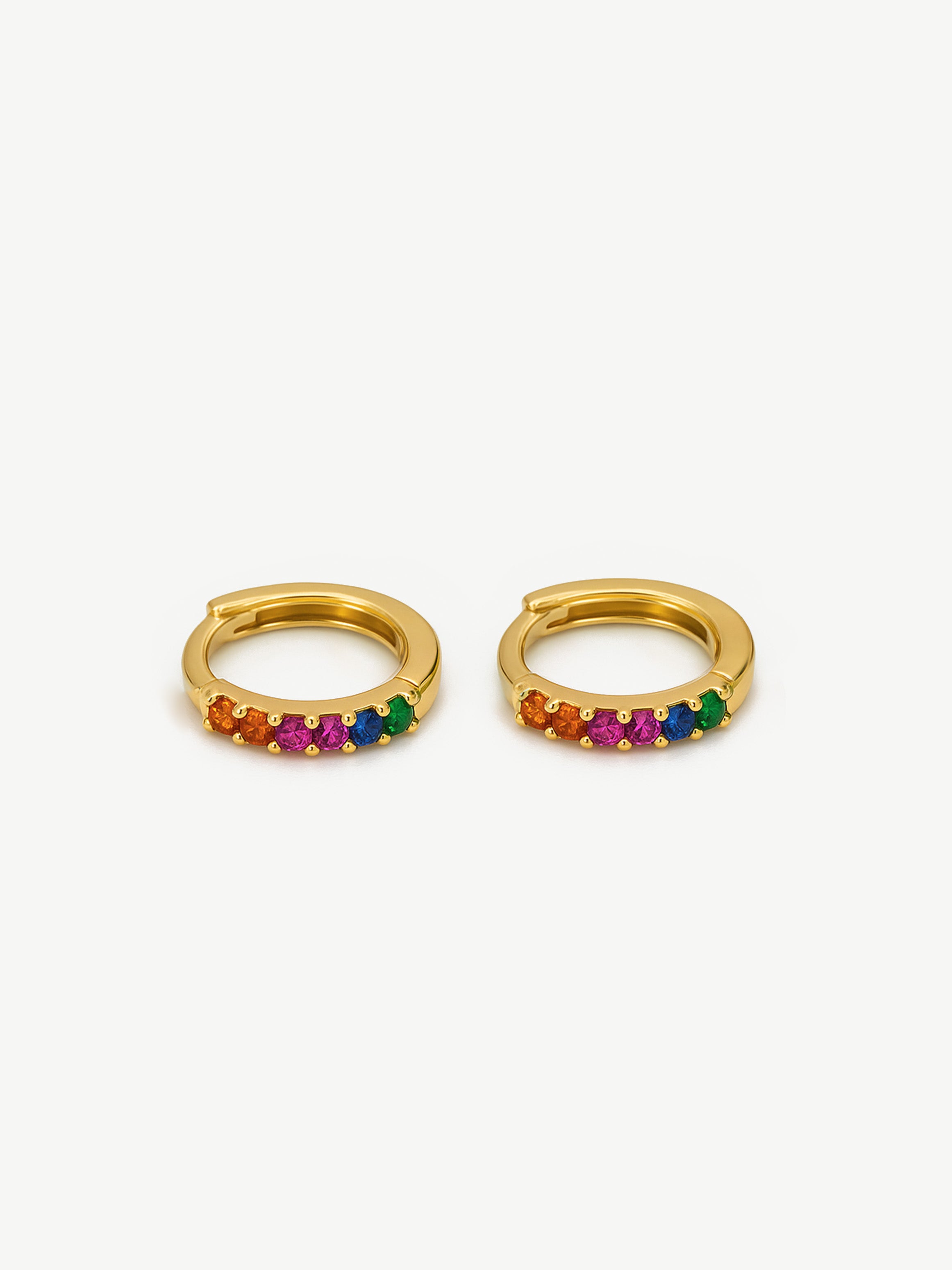 Small Hoop Earrings With Colourful Stones