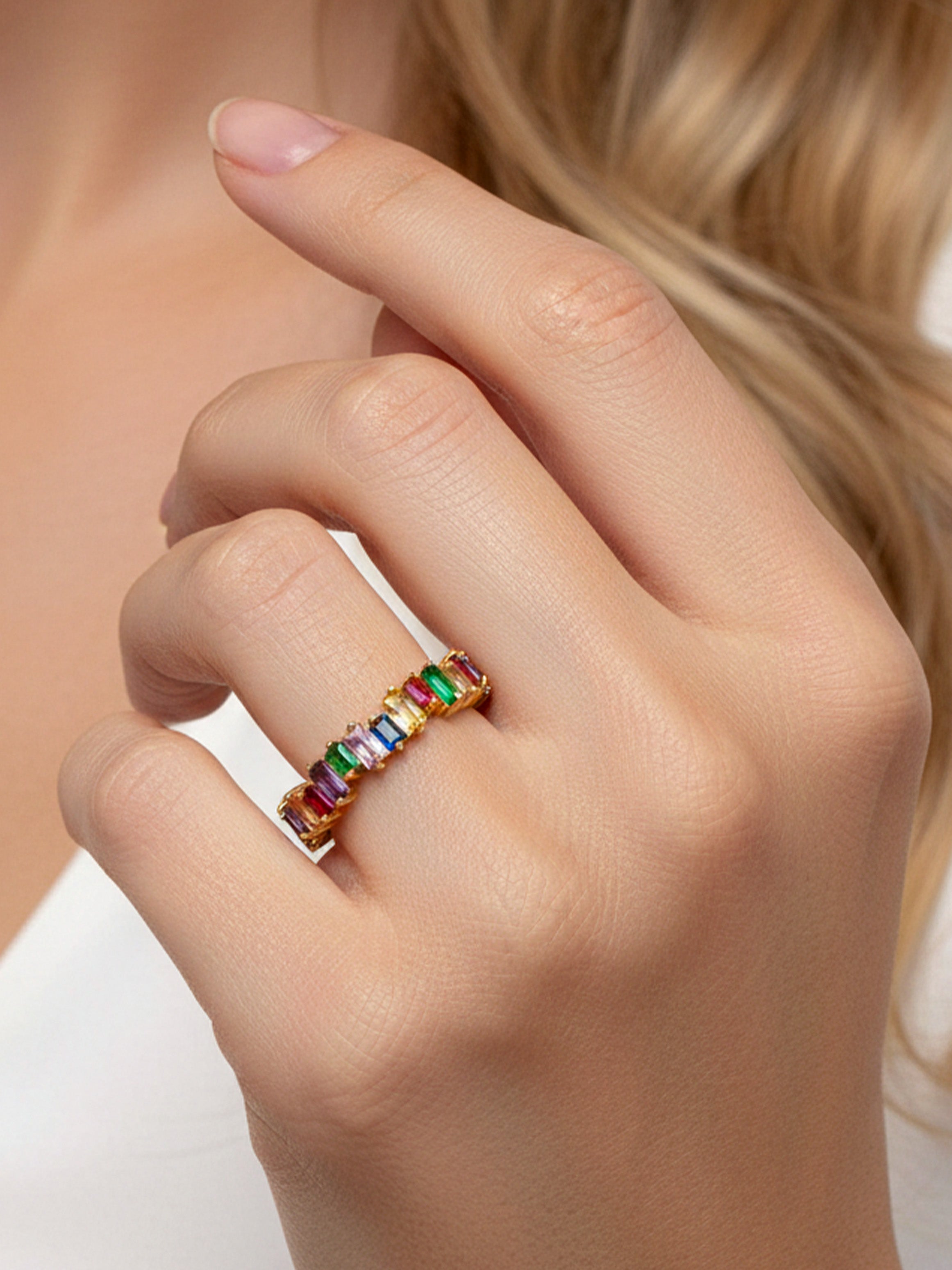 Rainbow Baguette Ring