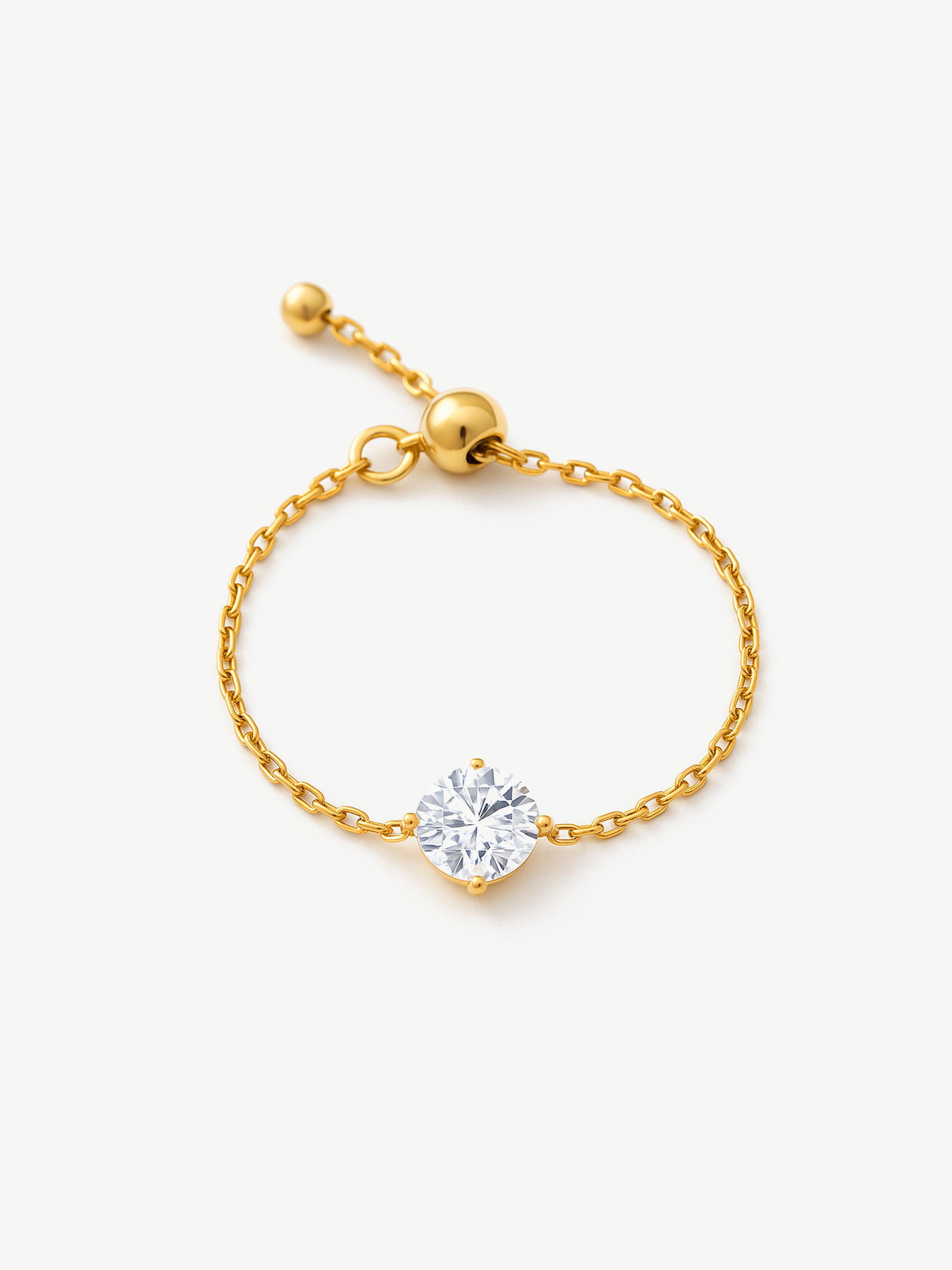 Square, Pear or Round Stone Adjustable Chain Ring