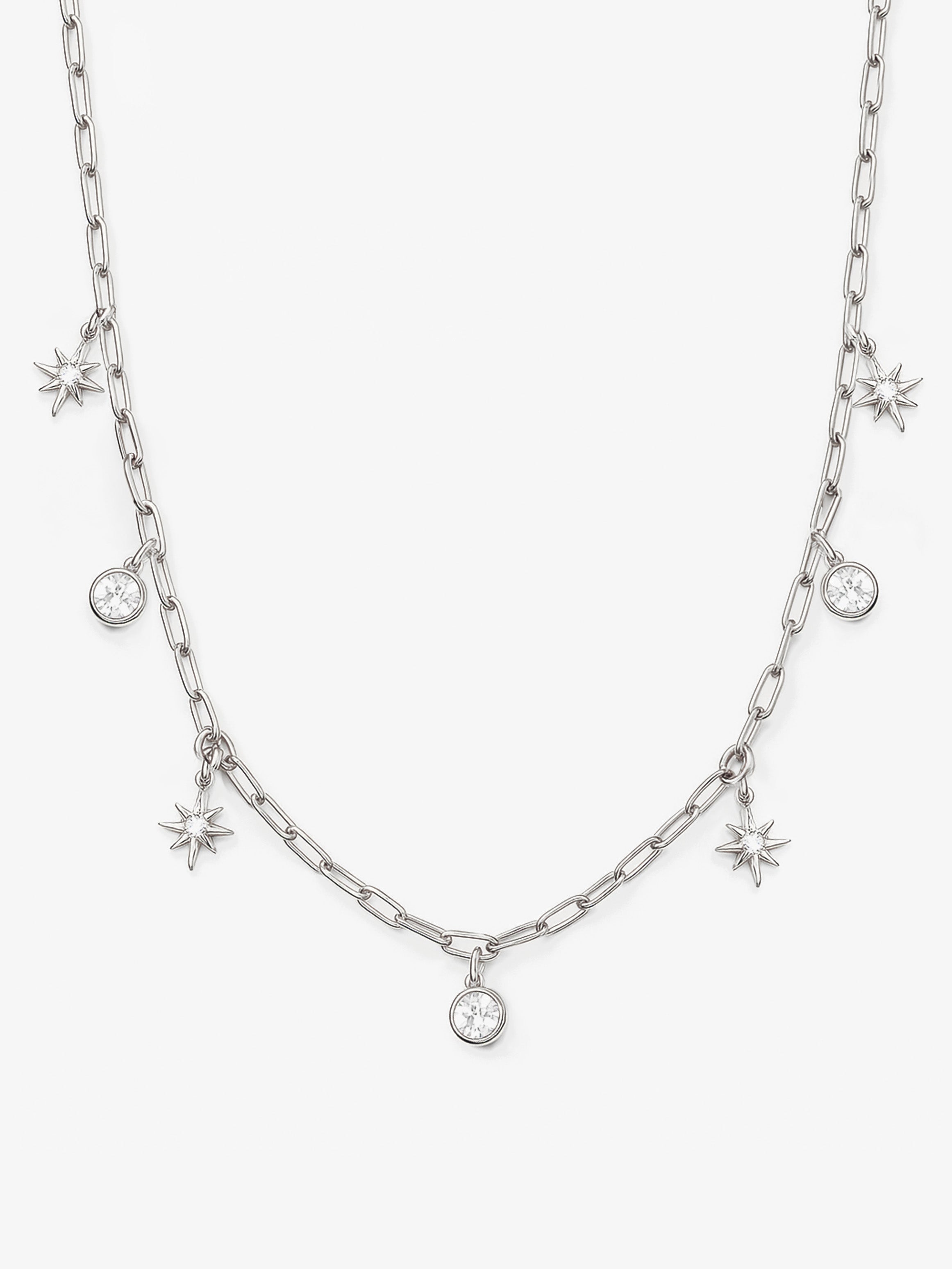 Chain Choker With Moon and Star Charms