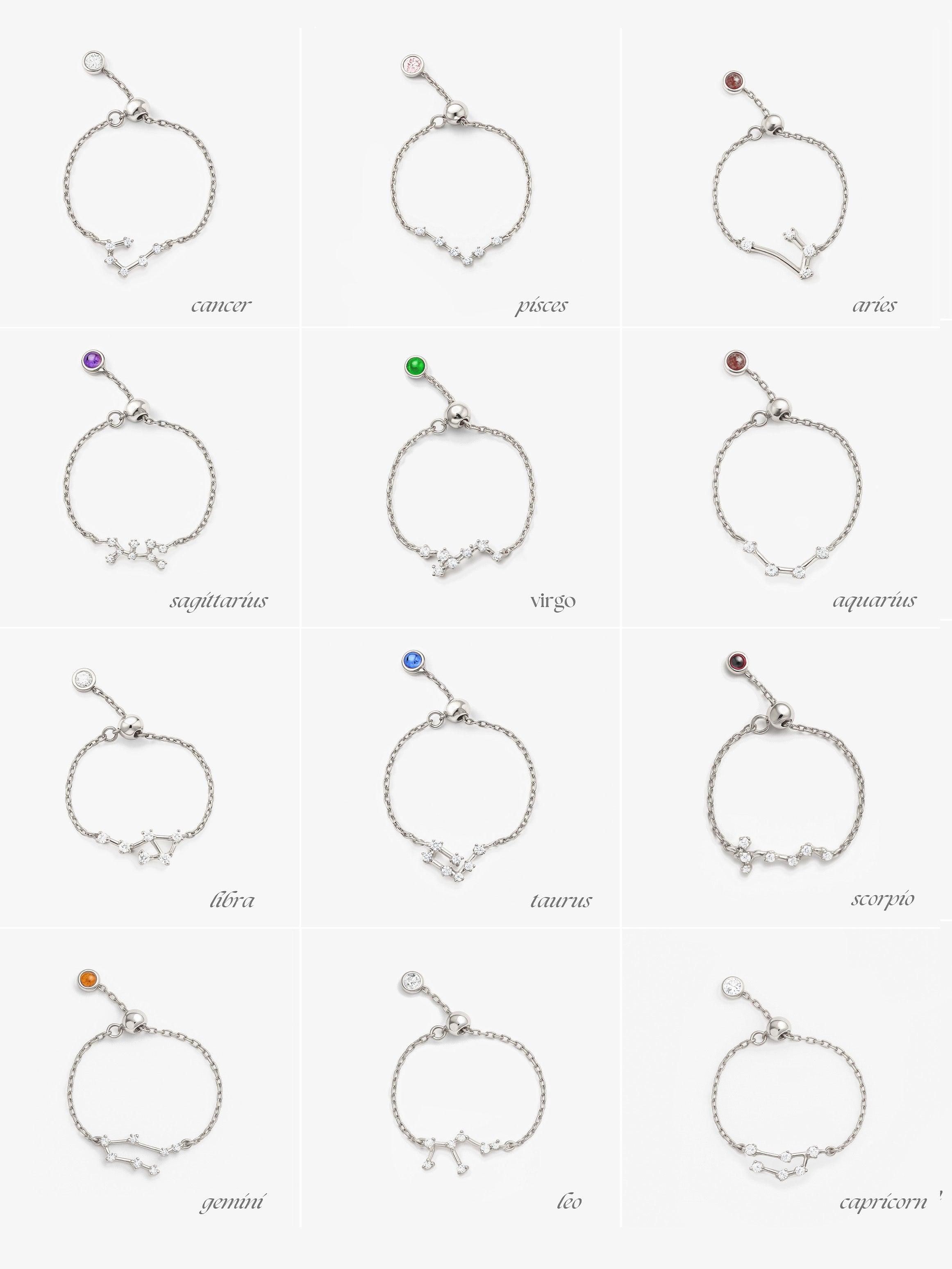 Adjustable Constellation Chain Ring