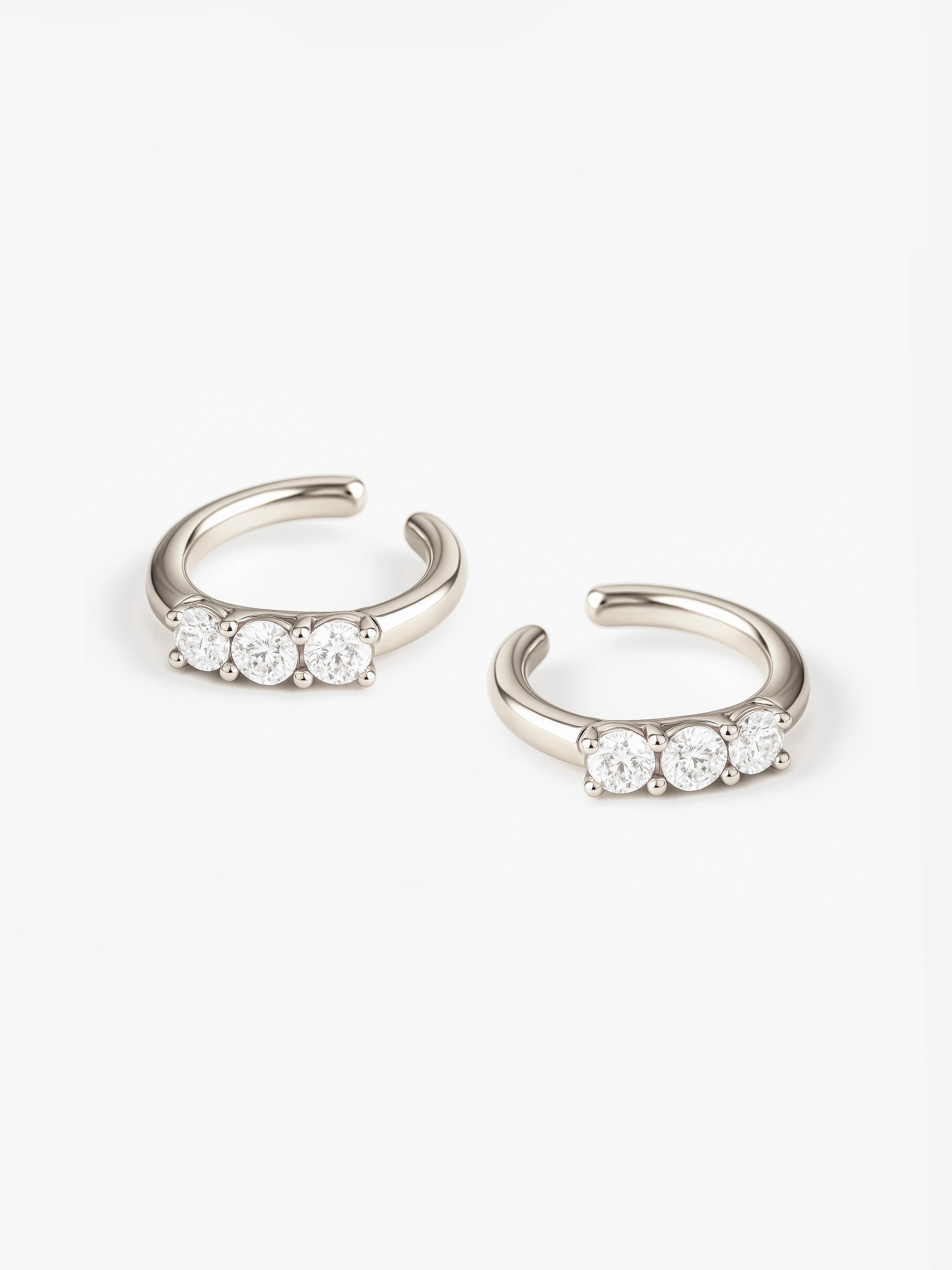 Ear Cuffs With Three Stones - Pair