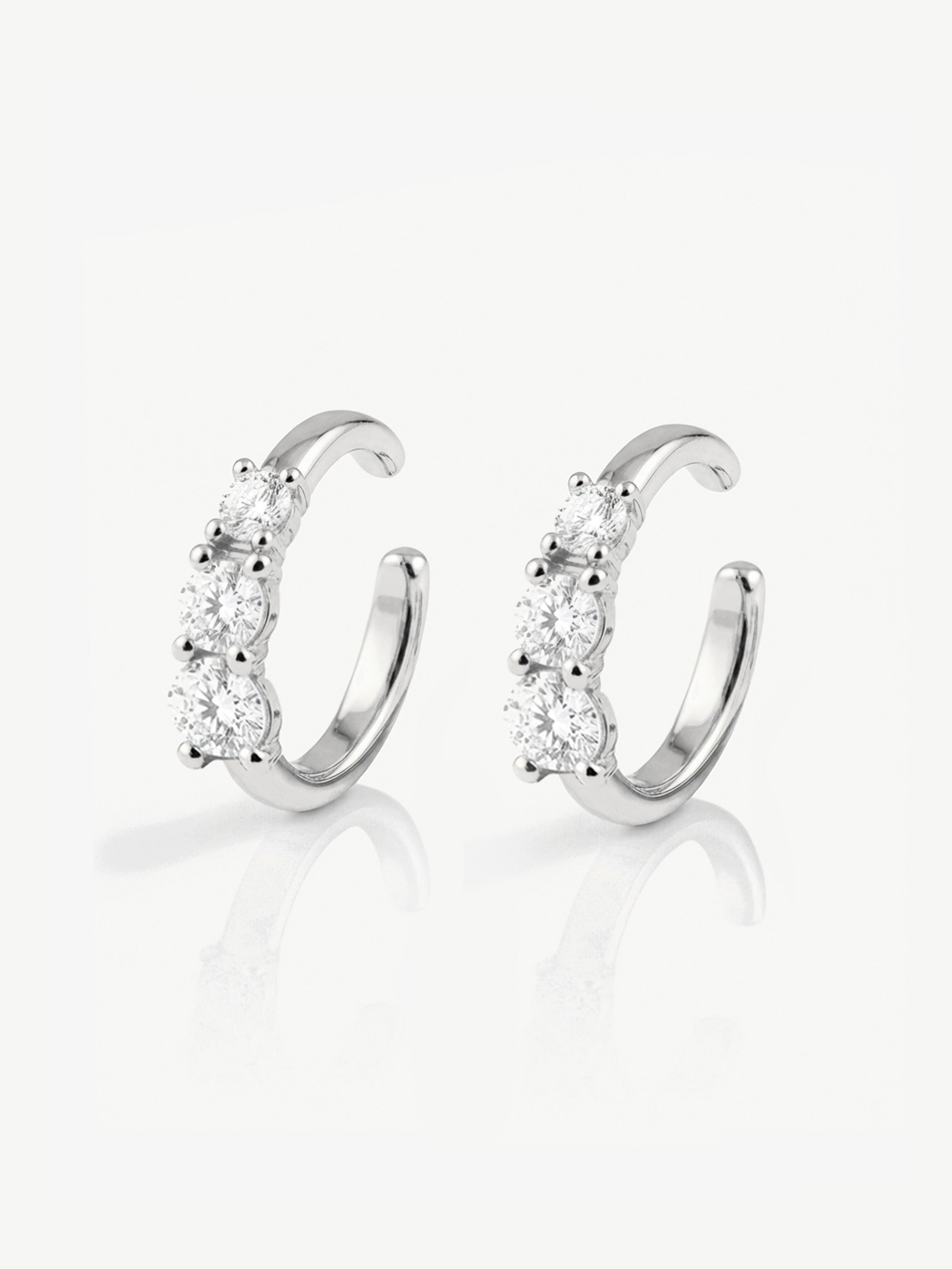 Ear Cuffs With Three Stones - Pair