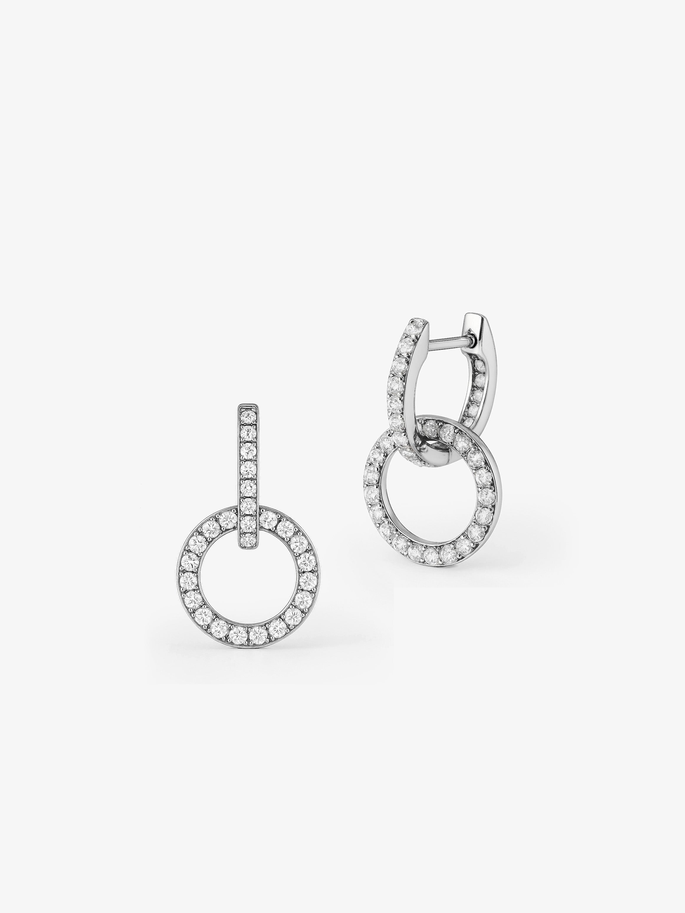 Double Hoop Pavé Earrings With Round Removable Charms