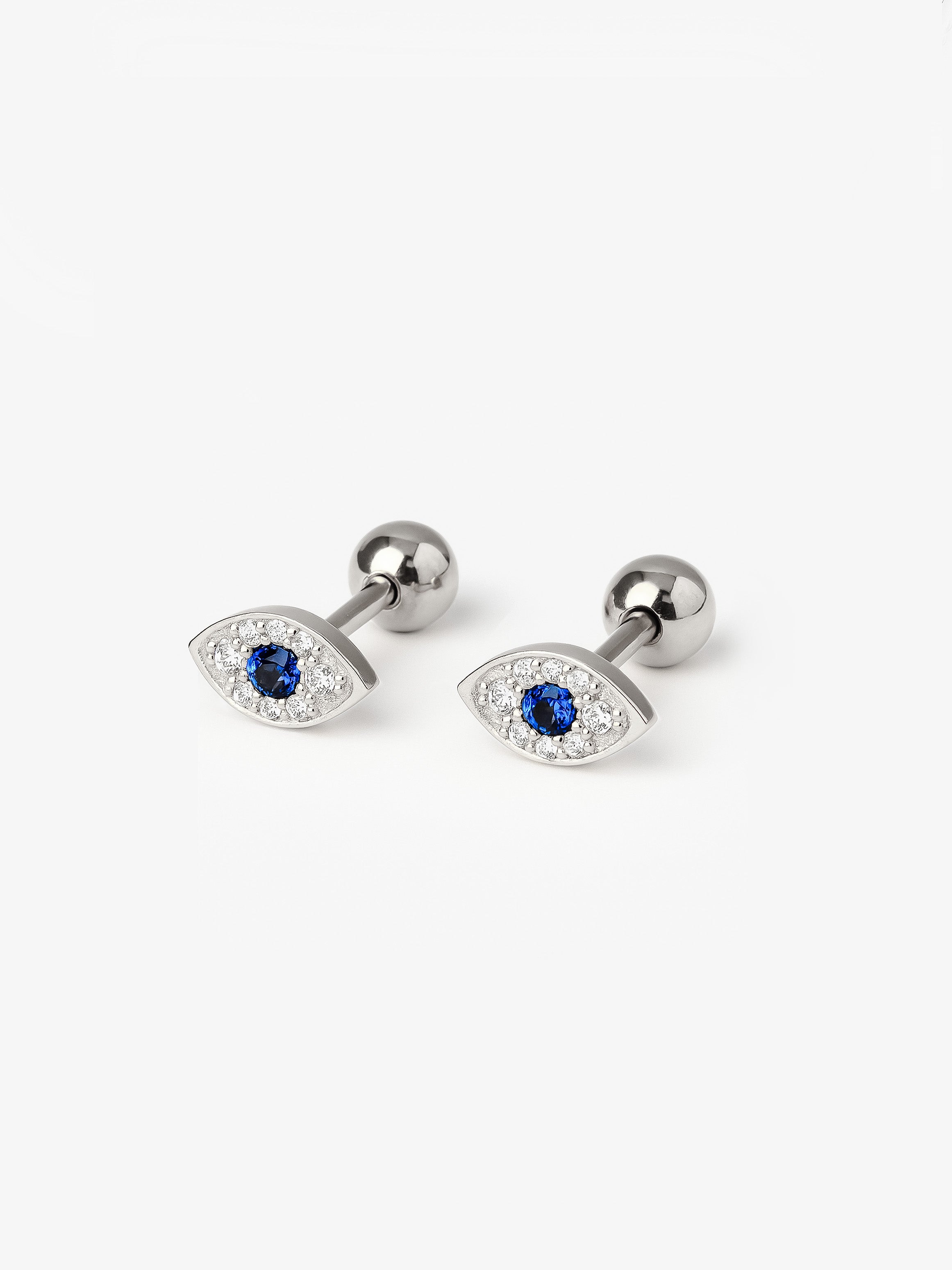 Dainty Evil Eye Earrings - Screw Back