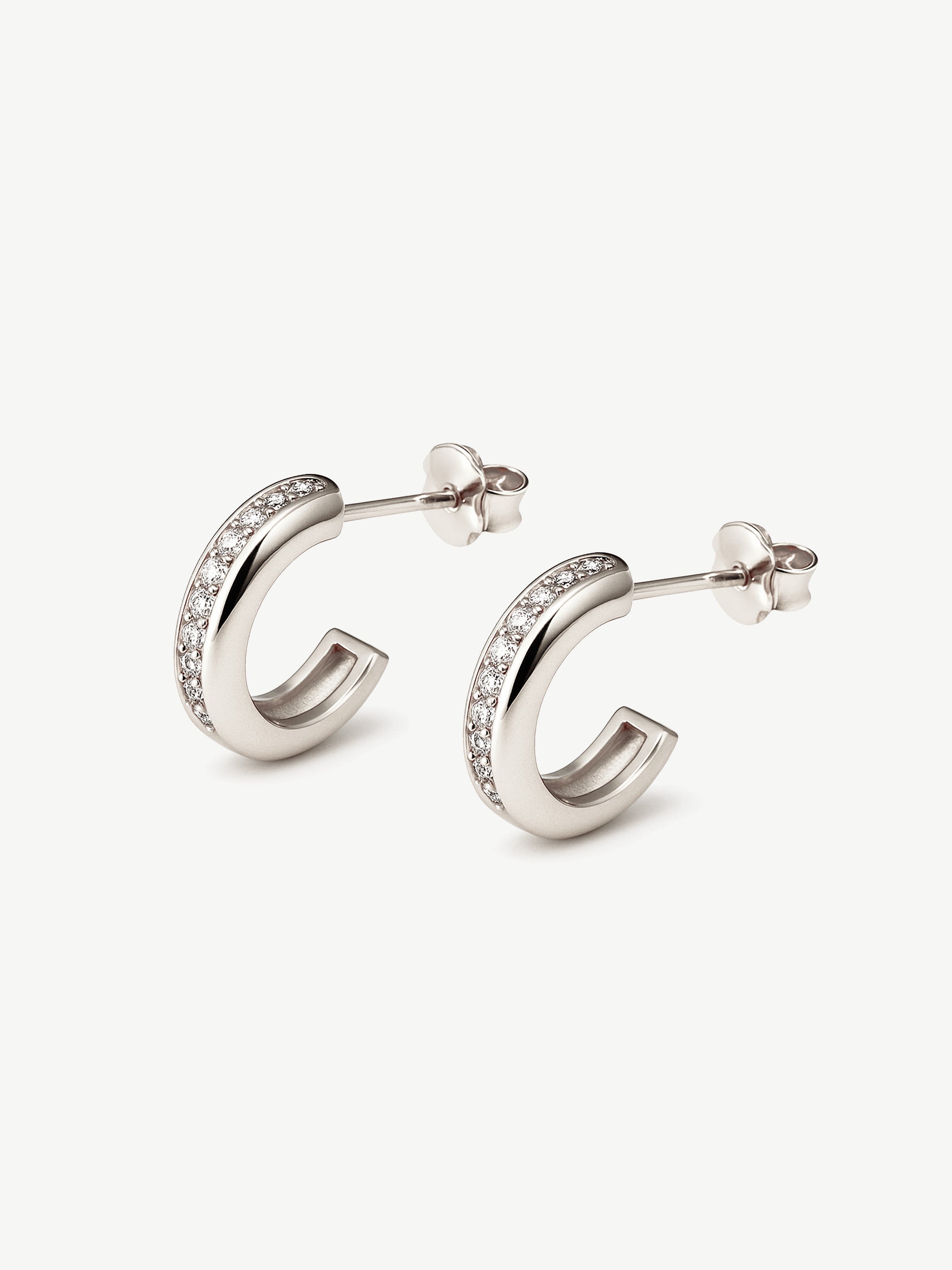 Thick Huggie Hoop Earrings With Tiny Stones