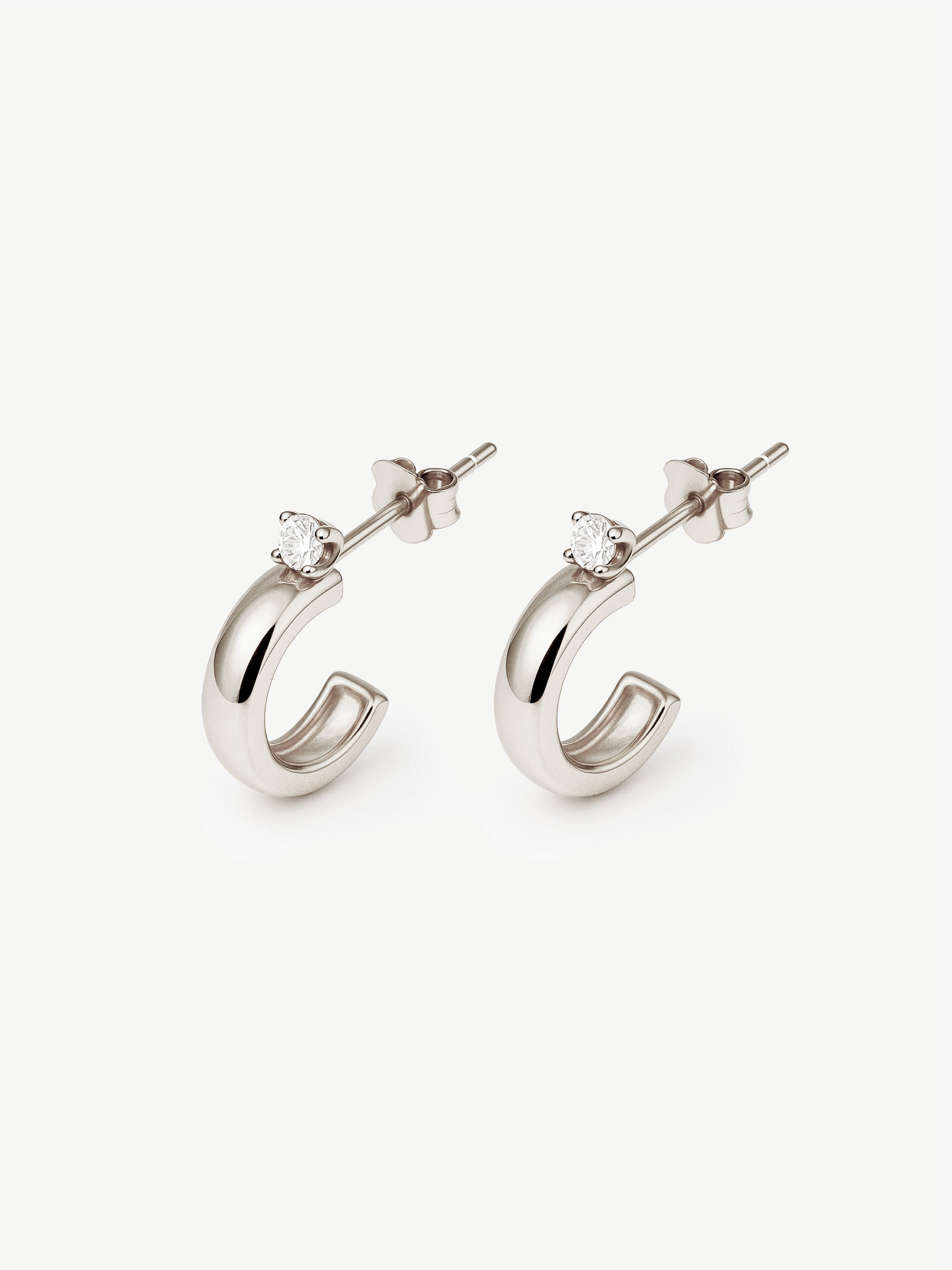 Huggie Hoop Stud Earrings With Sparkling Stone