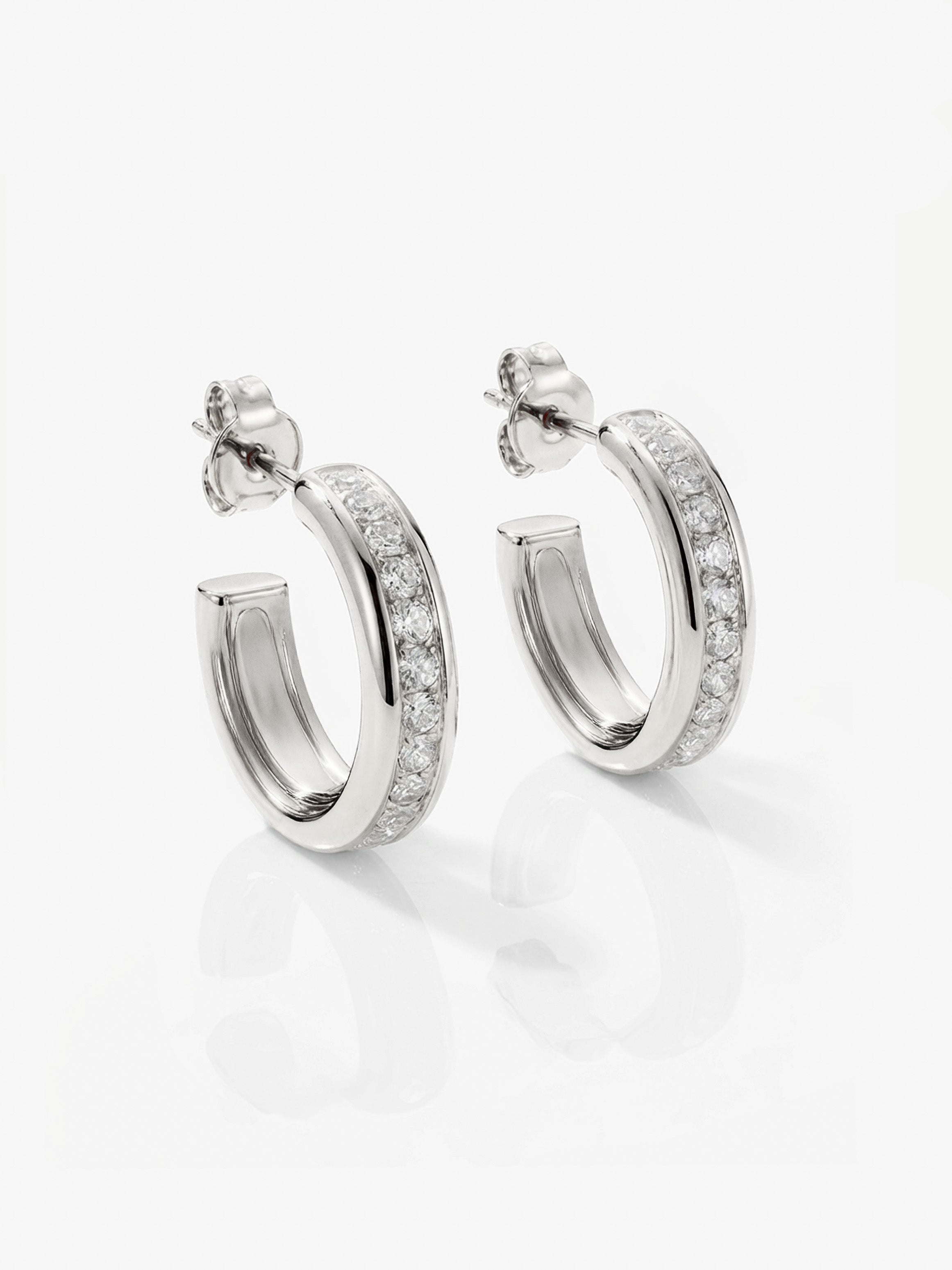 Thick Huggie Hoop Earrings With Tiny Stones